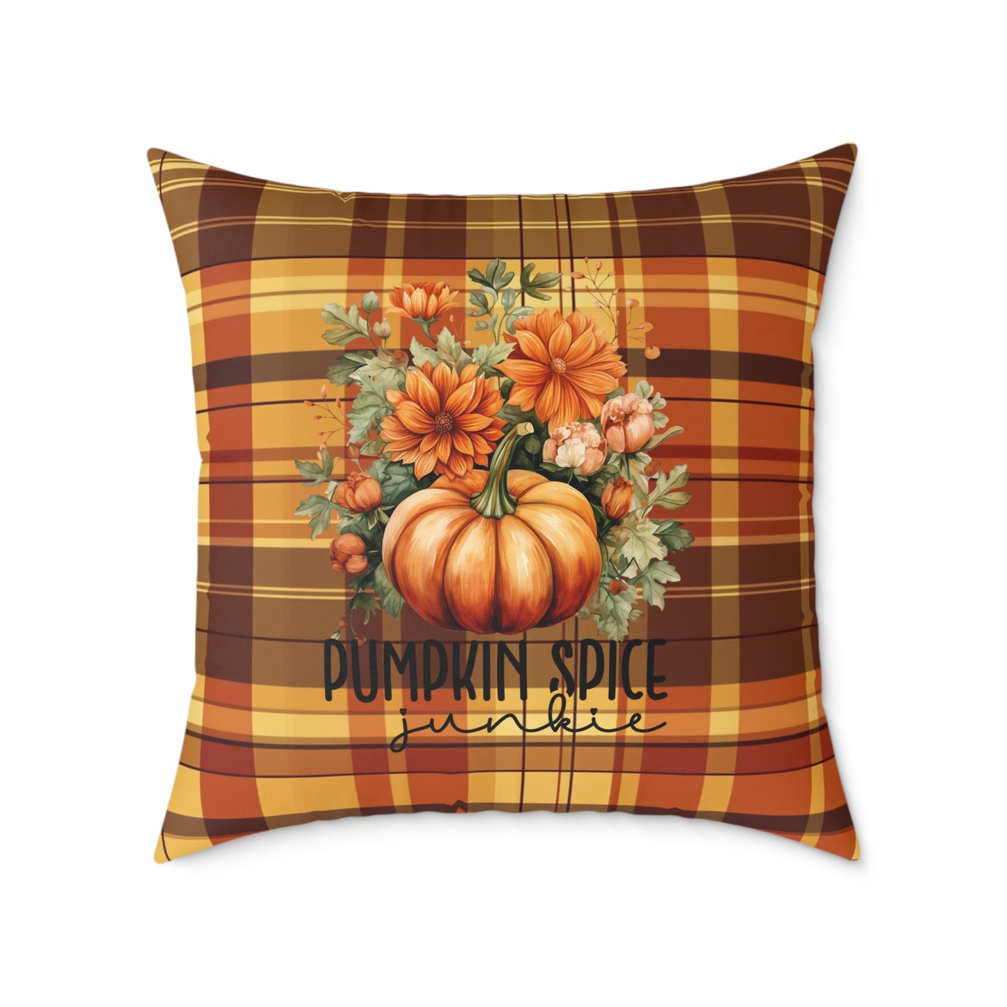 Fall Theme Square Poly Canvas Pillow, Beautiful Two-Sided Fall Pillow for Home or Office, Stylish Accent for Any Room, Perfect Fall Decor