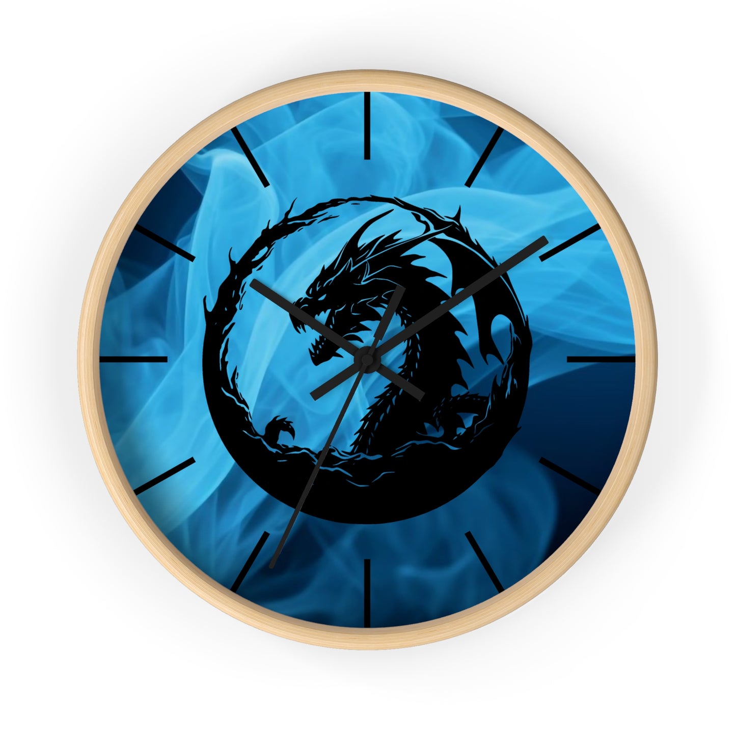 Dragon Blue Smoky Wall Clock - Mystical Home Office Decor Gift
