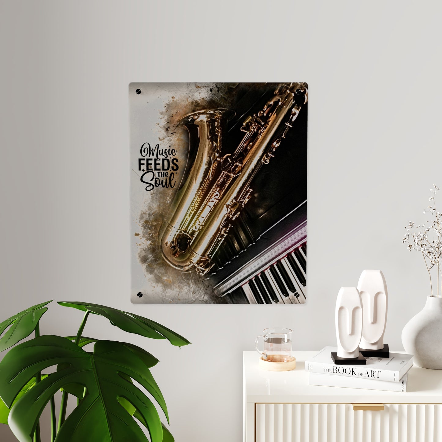 Inspirational Acrylic Wall Art Panel - "Music Feeds the Soul"