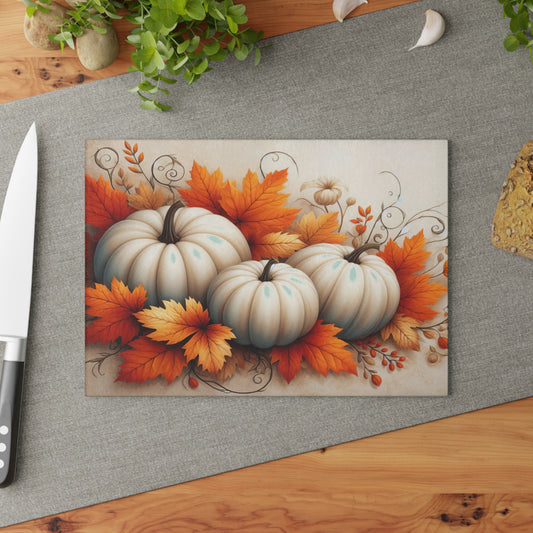 Autumn Pumpkin Glass Cutting Board