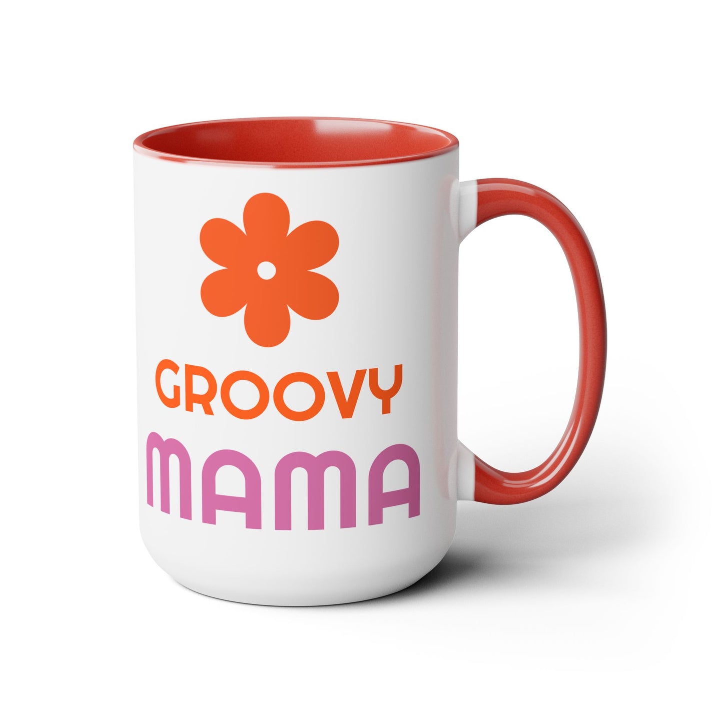 Hippie Theme Two-Tone Coffee Mugs, 15oz, Coffee, Tea, Hot Chocolate Lovers, Groovy Birthday or Any Occasion Gift Idea for Her, for Moms