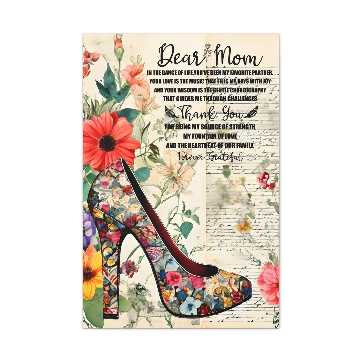 Inspirational Floral Canvas Wall Art for Mom - Perfect Gift for Mother's Day