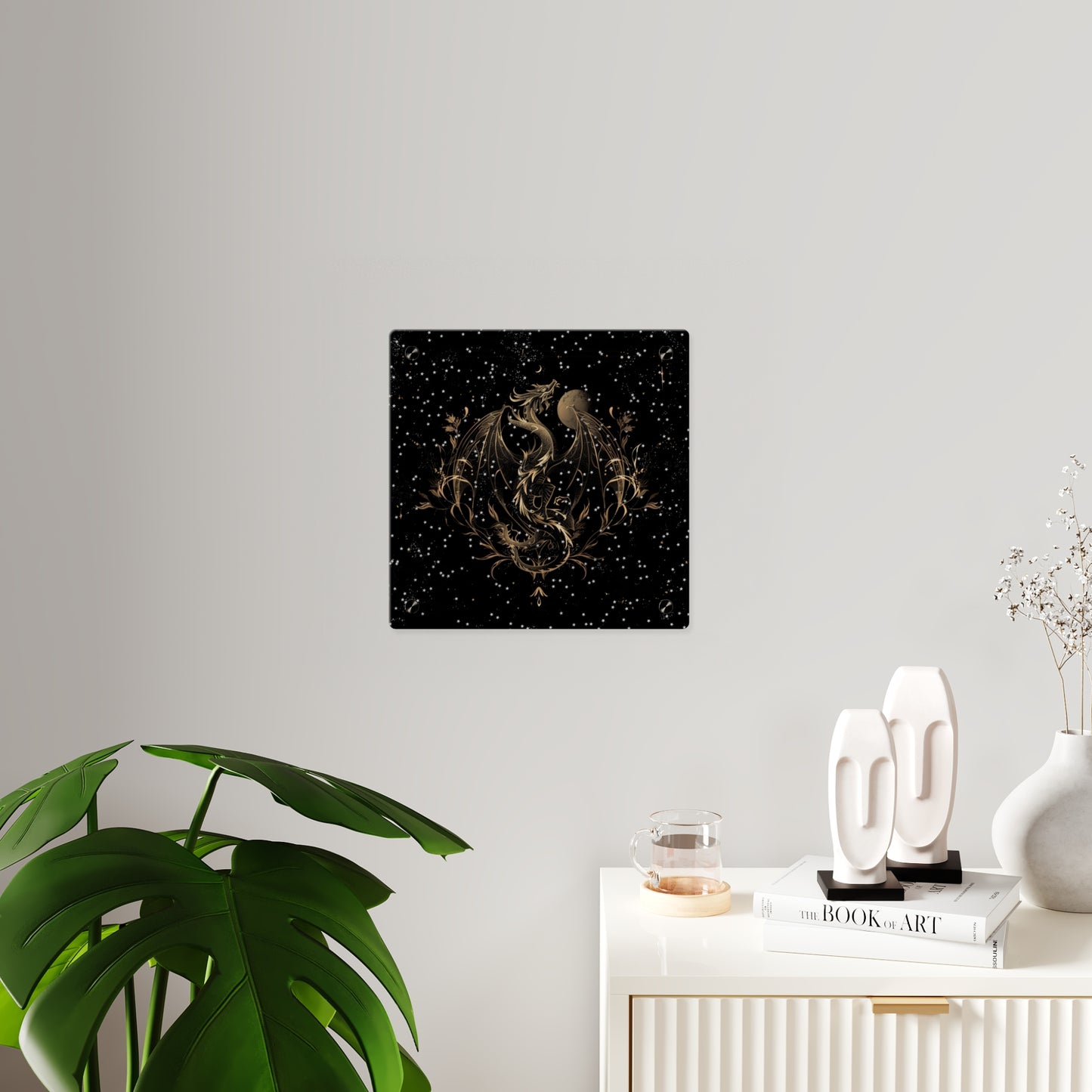 Sleek Dragon Acrylic Wall Art Panel - Celestial Decor for Fantasy Lovers