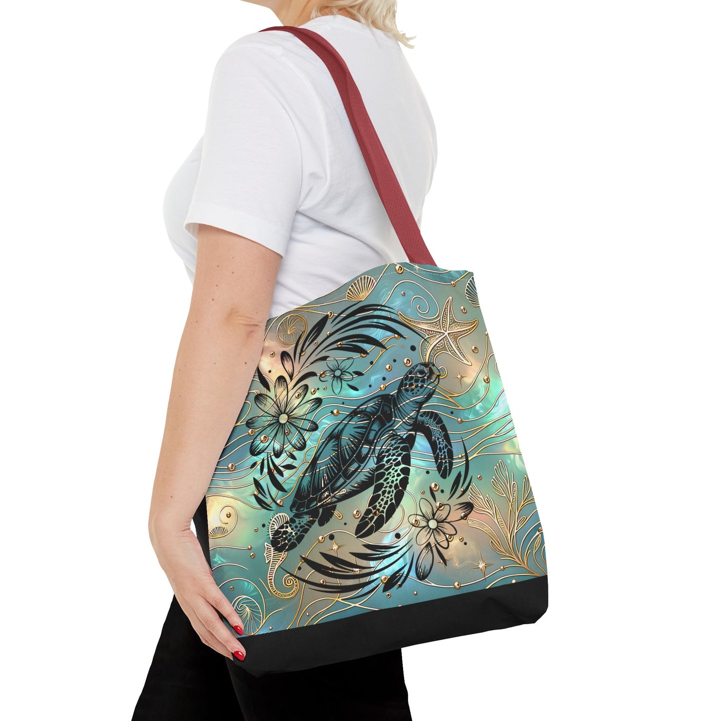Ocean-Inspired Turtle Tote Bag - Beach Lover's Canvas Eco-Friendly Summer Gift