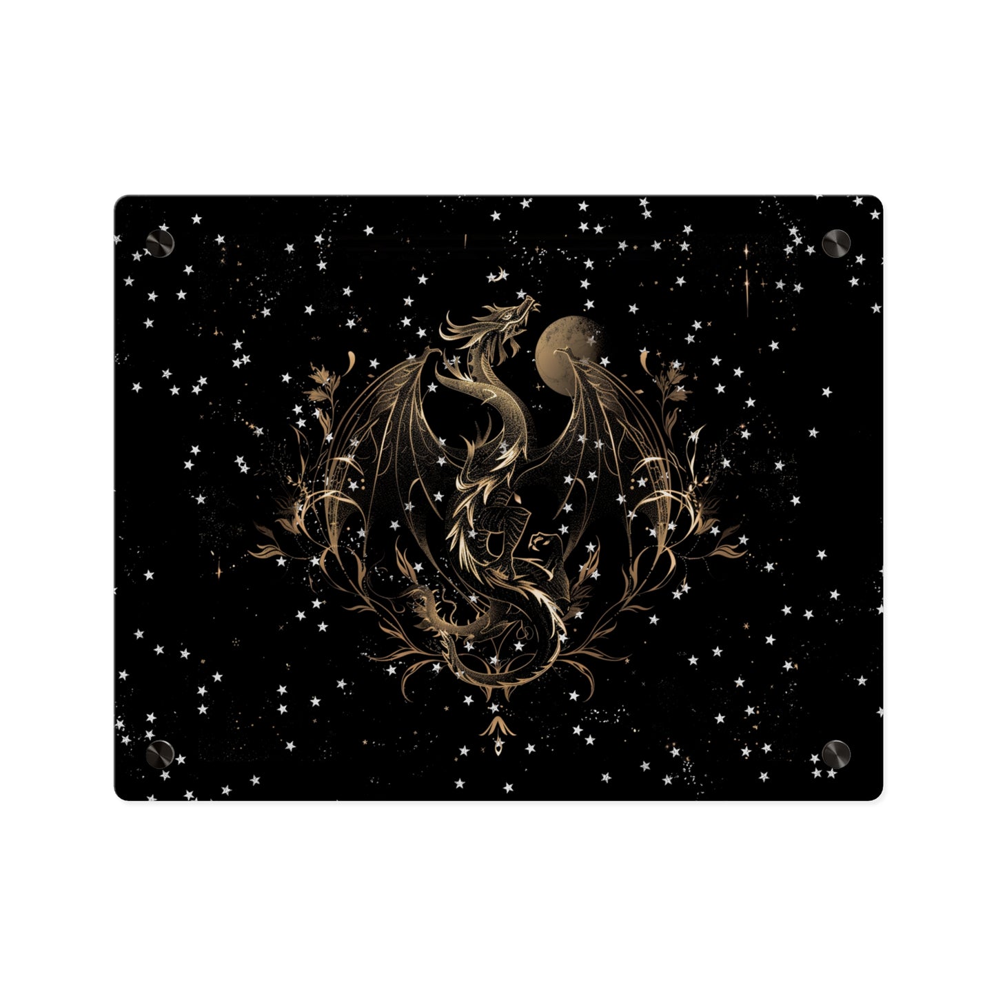 Sleek Dragon Acrylic Wall Art Panel - Celestial Decor for Fantasy Lovers