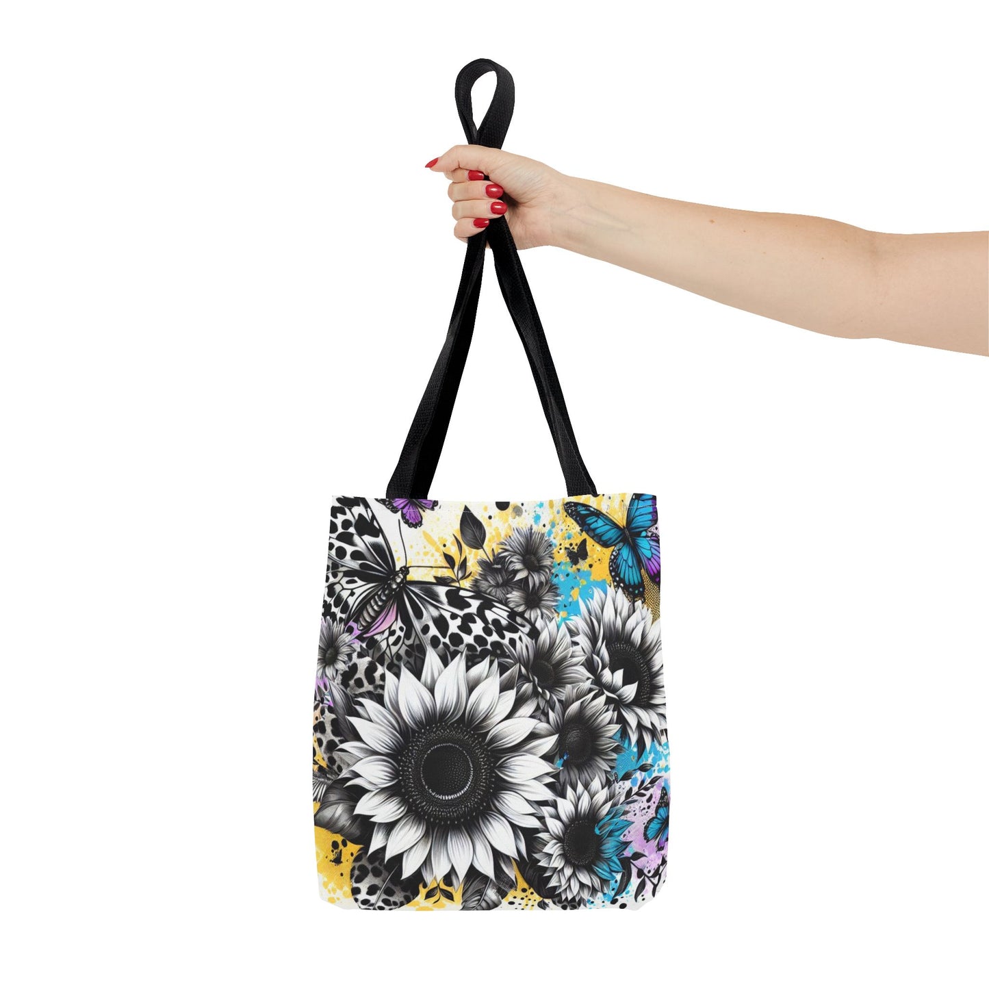 Sunflower & Butterflies Tote Bag — Color Splash Floral All-Over Print
