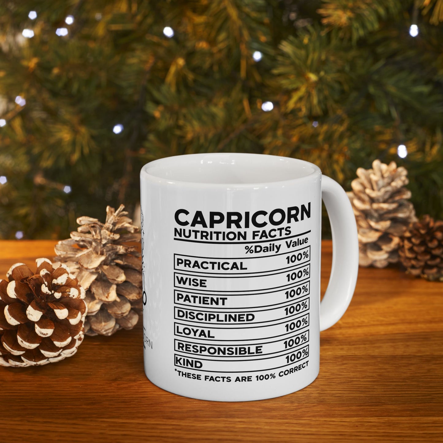 Capricorn Zodiac Floral Ceramic Mug - Horoscope Gift for Astrology Lovers
