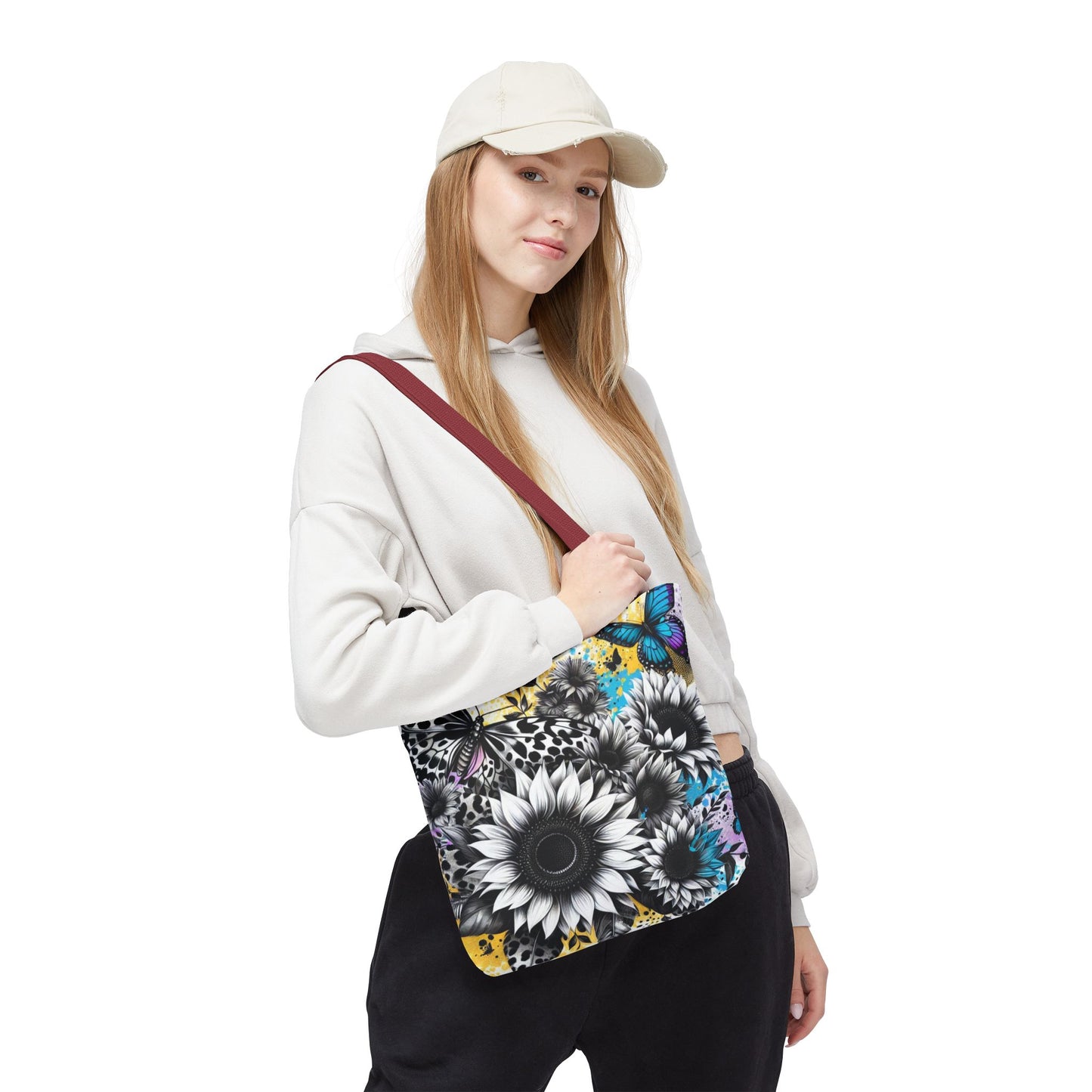 Sunflower & Butterflies Tote Bag — Color Splash Floral All-Over Print