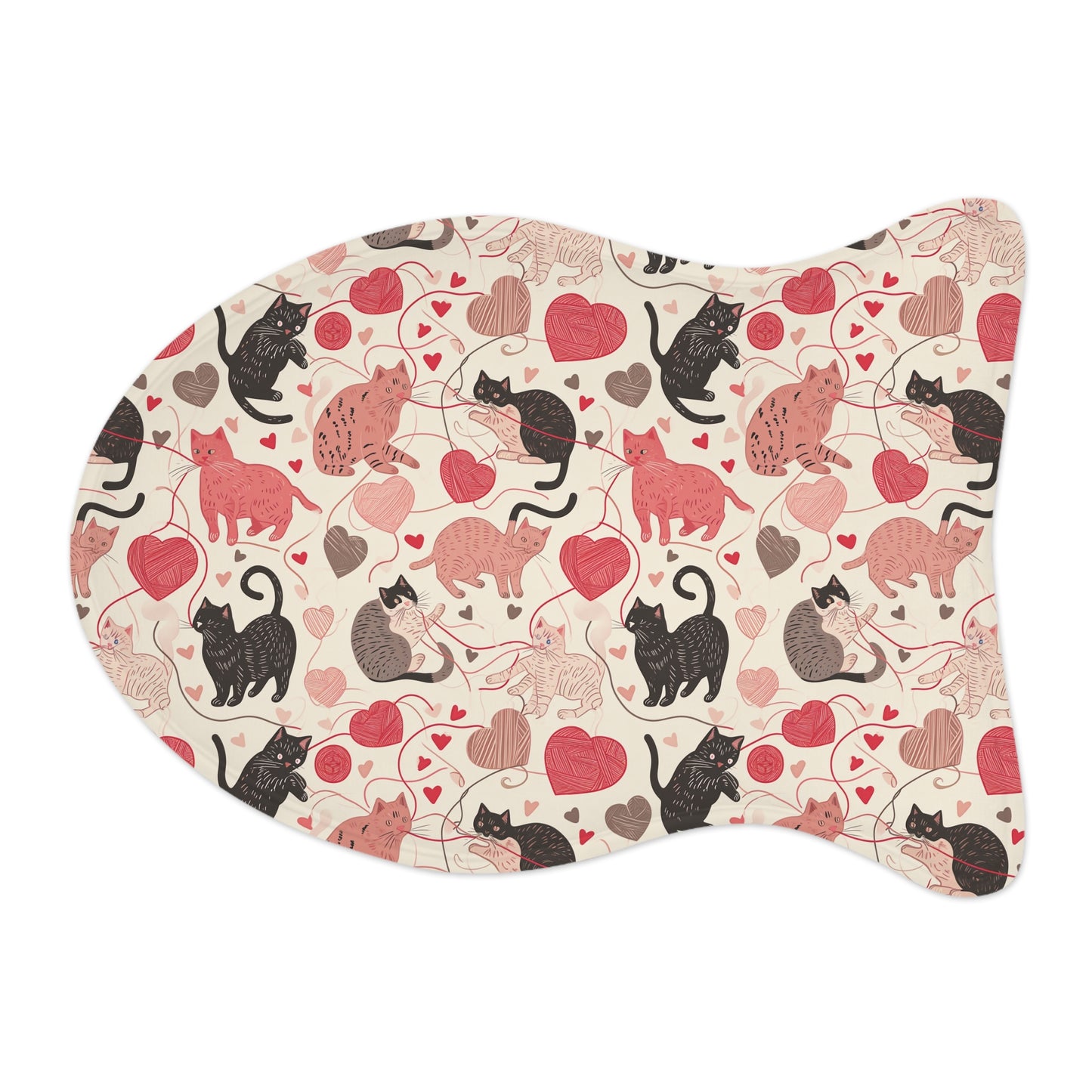 Whimsical Cat & Heart Pet Feeding Mats for Cats and Dogs, Cute Pet Accessories, Unique Pet Gifts, Pet Lover Decor, Valentine's Day