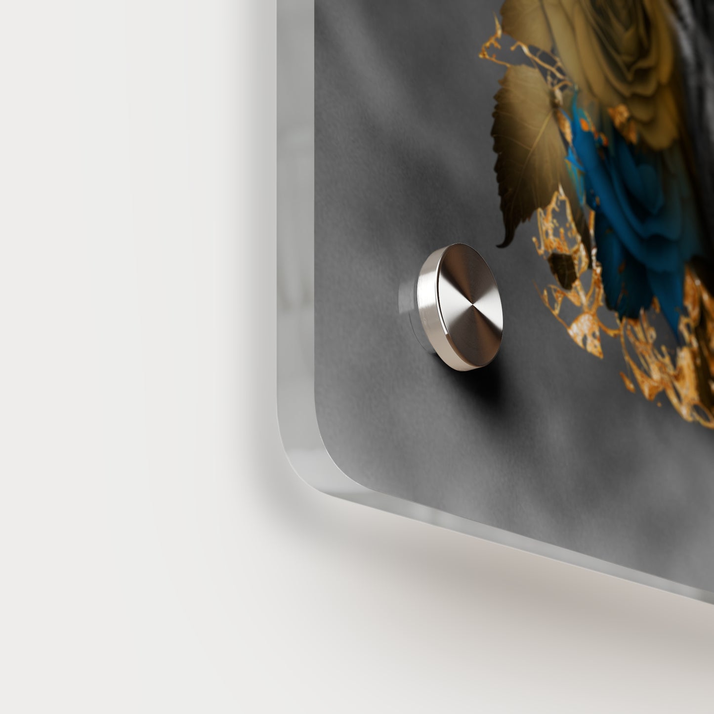 Lively Wolf Acrylic Wall Art Panel - Blue Roses Decor