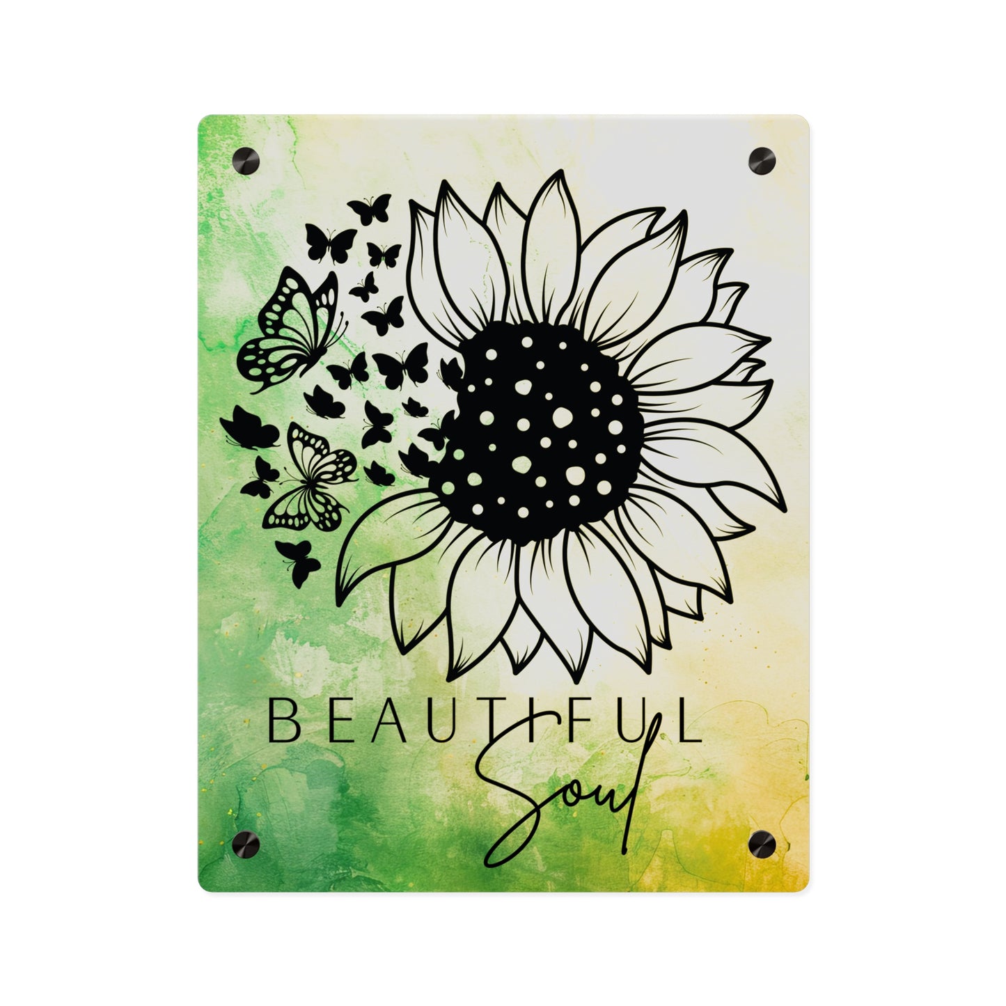 Beautiful Soul Acrylic Wall Art Panel with Sunflower Design