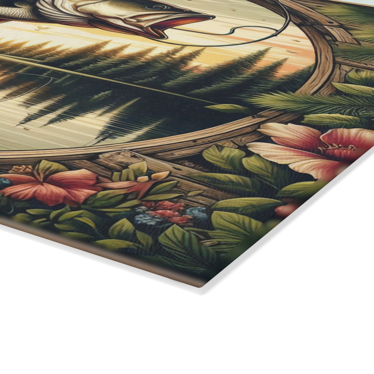 Rustic Fisherman Glass Cutting Board - Perfect Gift for Outdoor Enthusiasts