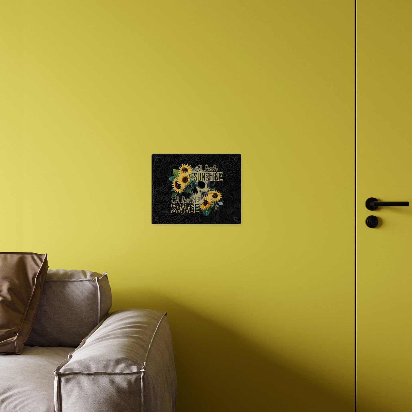 Acrylic Wall Art Panel- 'A Little Sunshine, A Little Savage' Design with Sunflowers