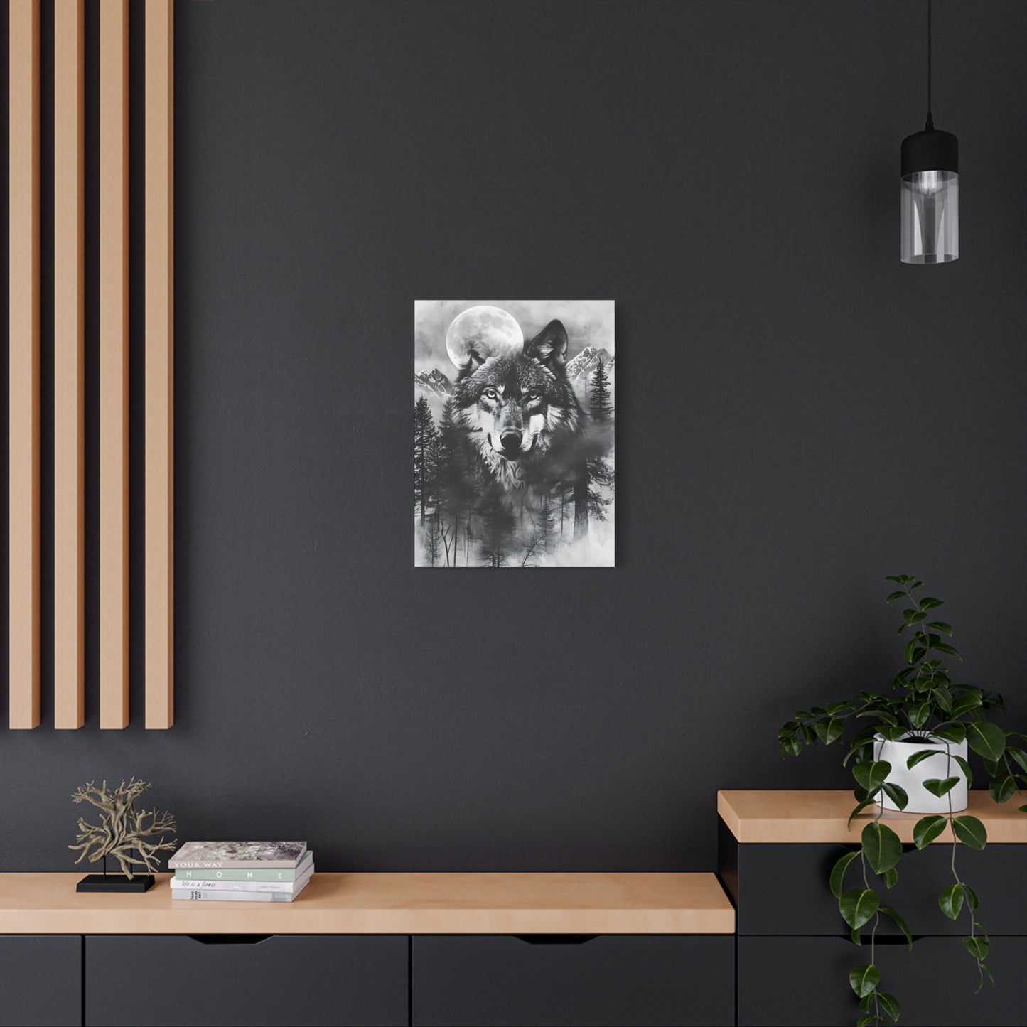 Majestic Wolf Canvas Wall Art - Black and White Wilderness Decor