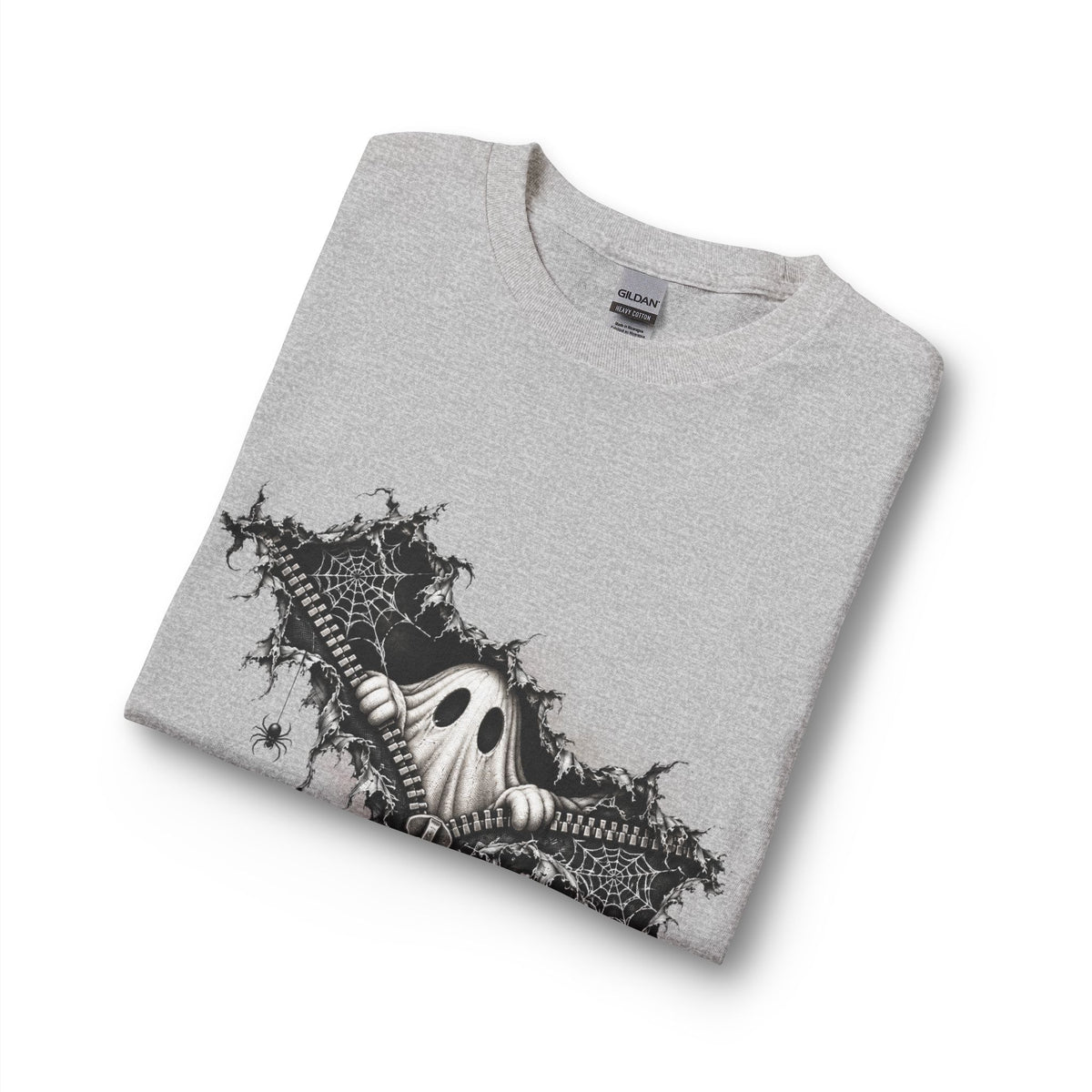 Gothic Ghost Peeping Through Zipper Long Sleeve T-Shirt