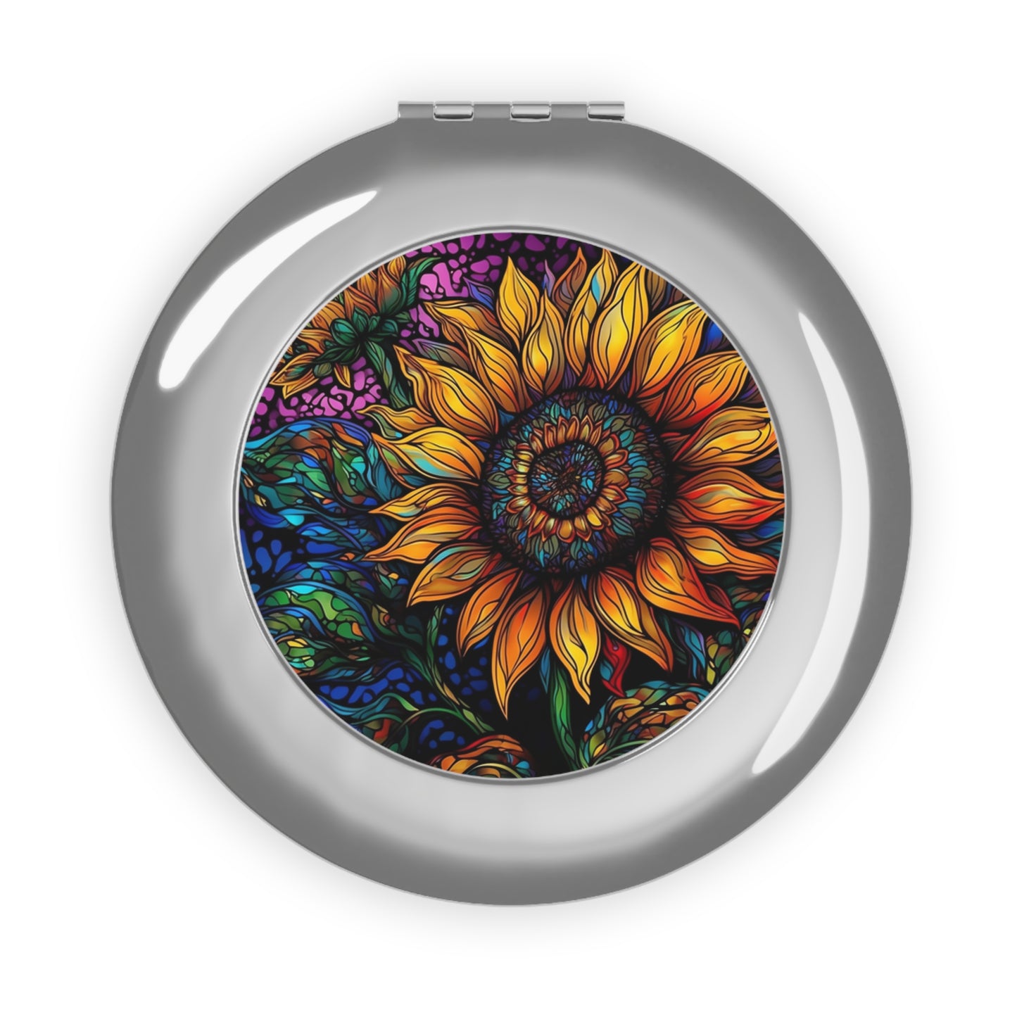 Sunflower Compact Travel Mirror - Vibrant Floral Design