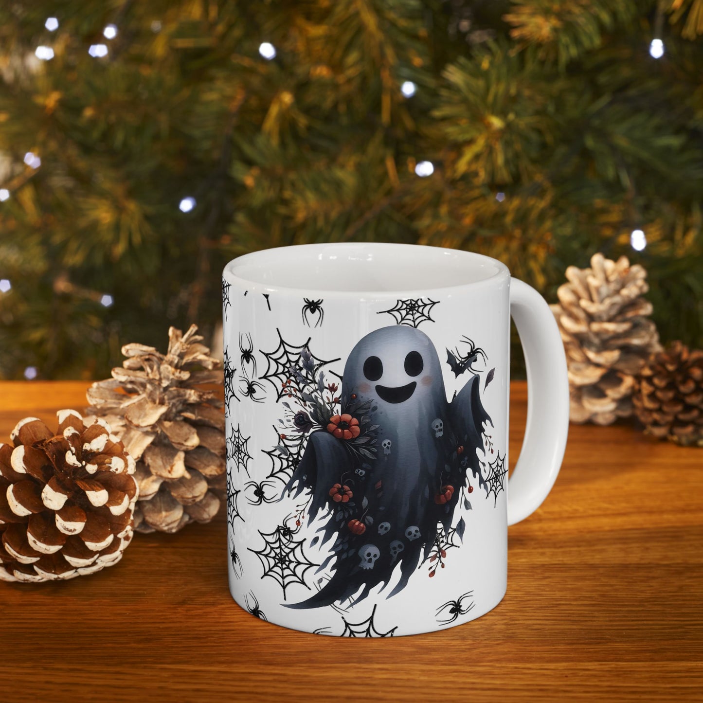 Spooky Cute Ghost Halloween Ceramic Mug, Coffee Cup for Autumn Decor, Gift for Witch Lovers, Tea Mug for Haunting Vibes, 11oz or 15oz Options