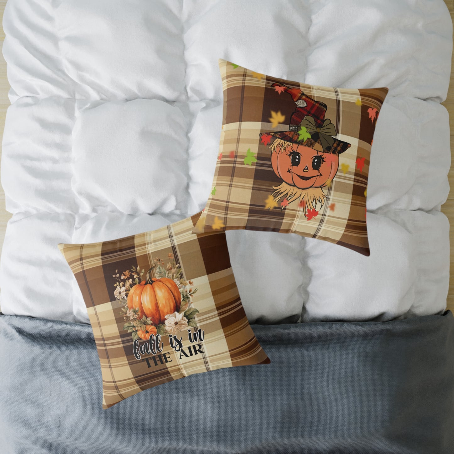 Fall Decor Square Poly Canvas Pillow, Stylish Two-Sided Fall Quote Decor Pillow for Home or Office, Beautiful Accent for Any Room