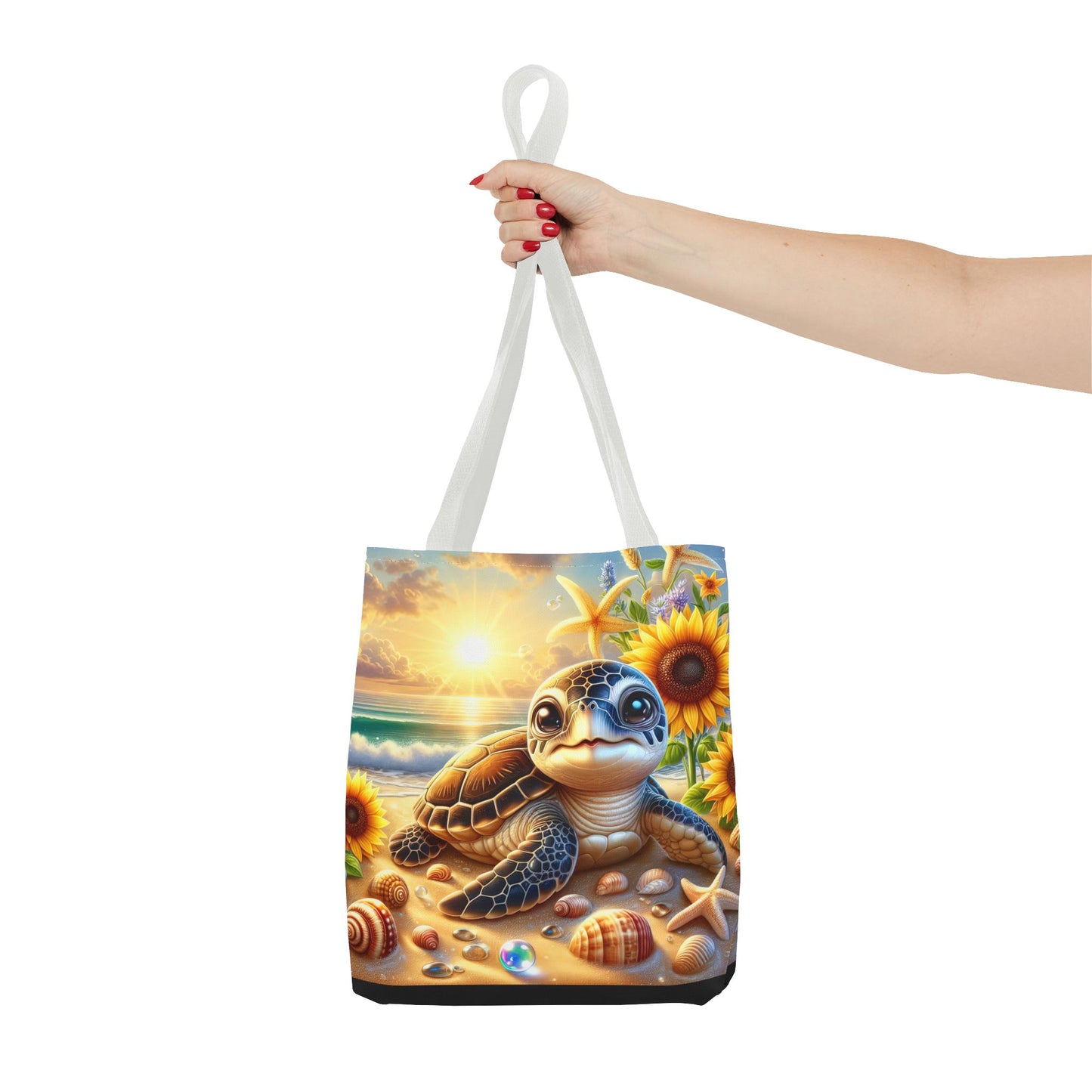 Beachy Turtle Tote Bag | Sea Life AOP Bag | Summer Accessories | Eco-Friendly Vacation Tote | Gift for Ocean Lovers