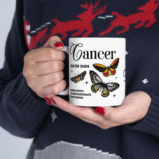 Cancer Zodiac Ceramic Mug – Empowering Design for Zodiac Lovers