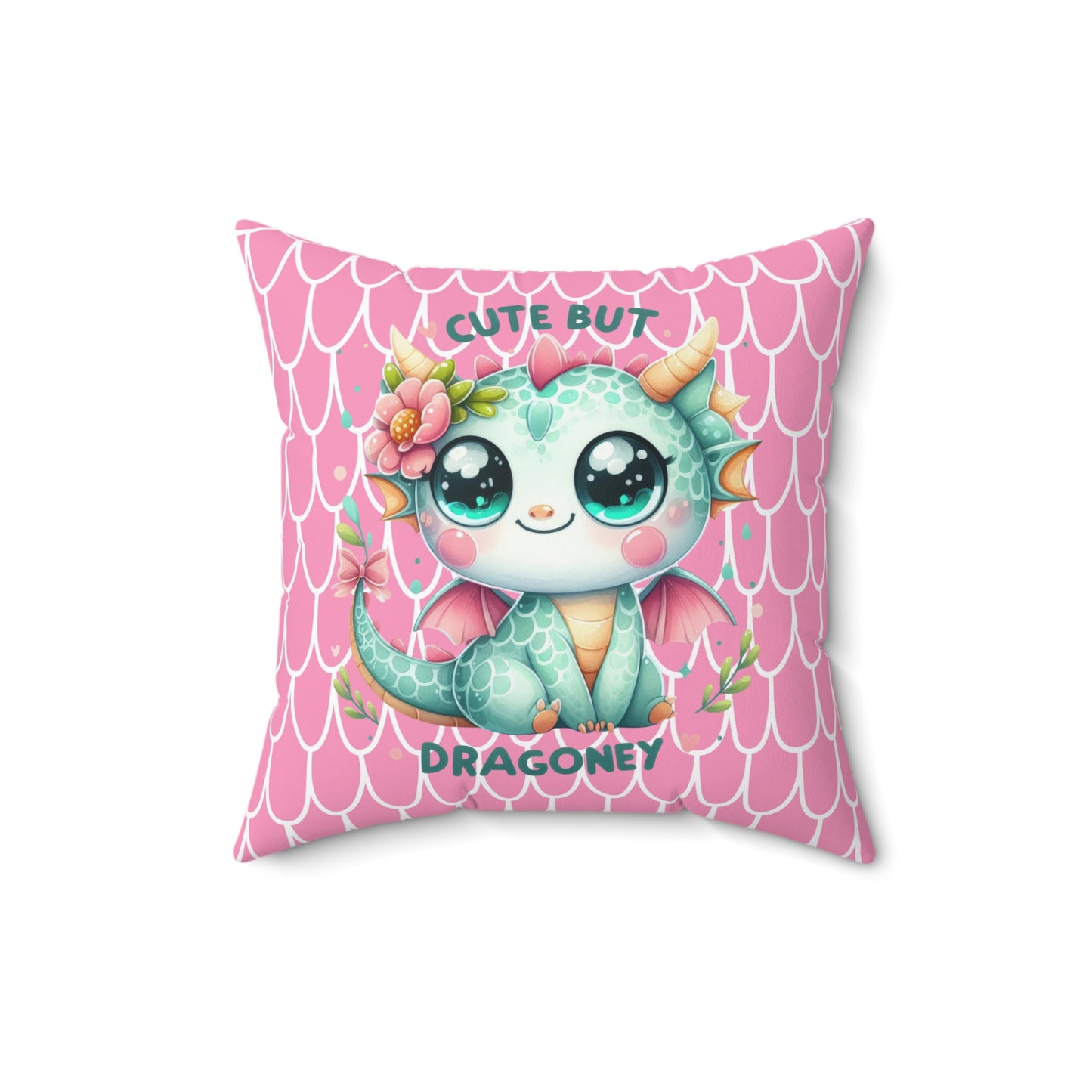 Cute But Dragoney Square Pillow, Dragon Pillow, Kids Room Decor, Fantasy Gift, Cute Home Accent, Magical Plush Cushion