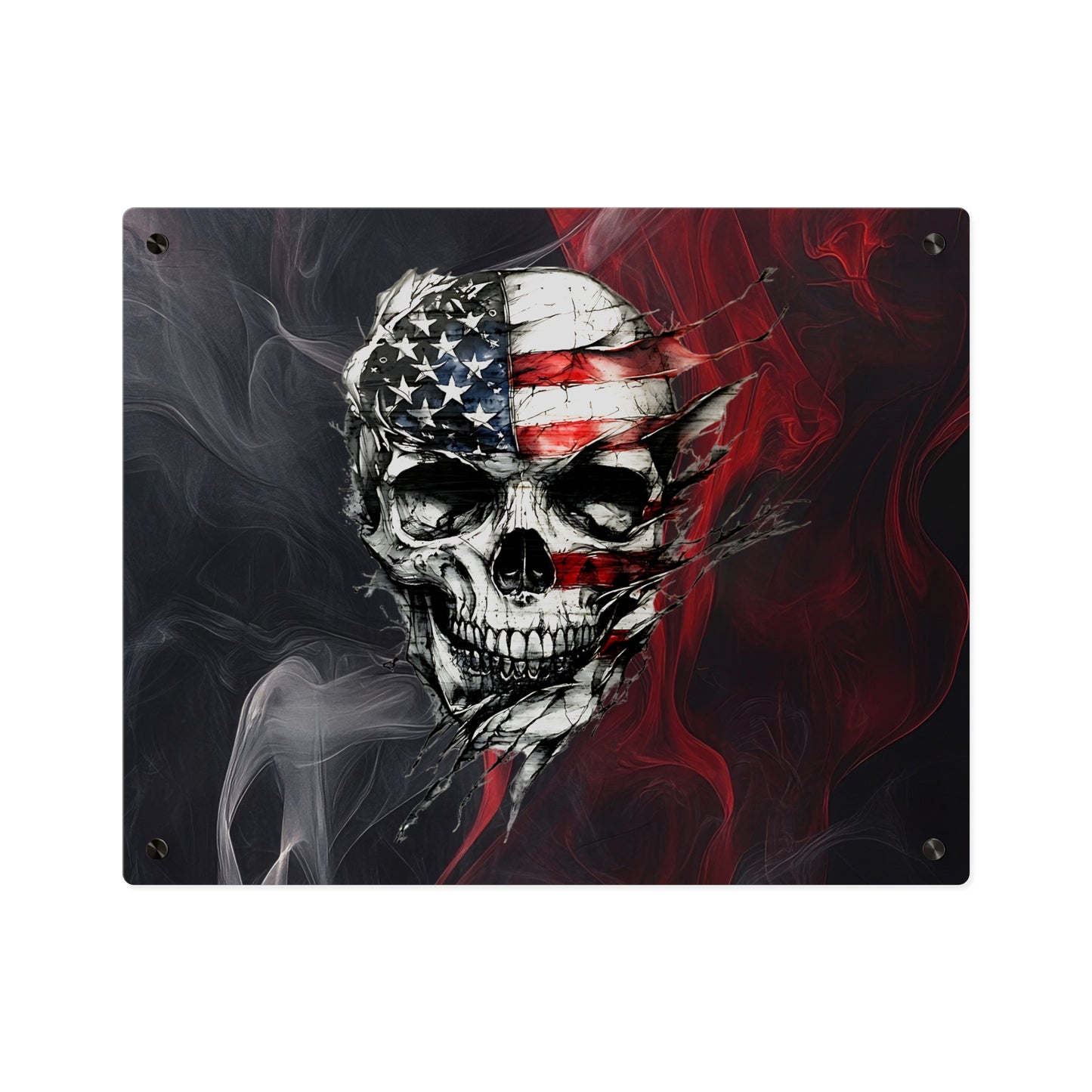 American Skull Acrylic Wall Art Panels - Edgy Decor for Rebels & Patriotic Souls