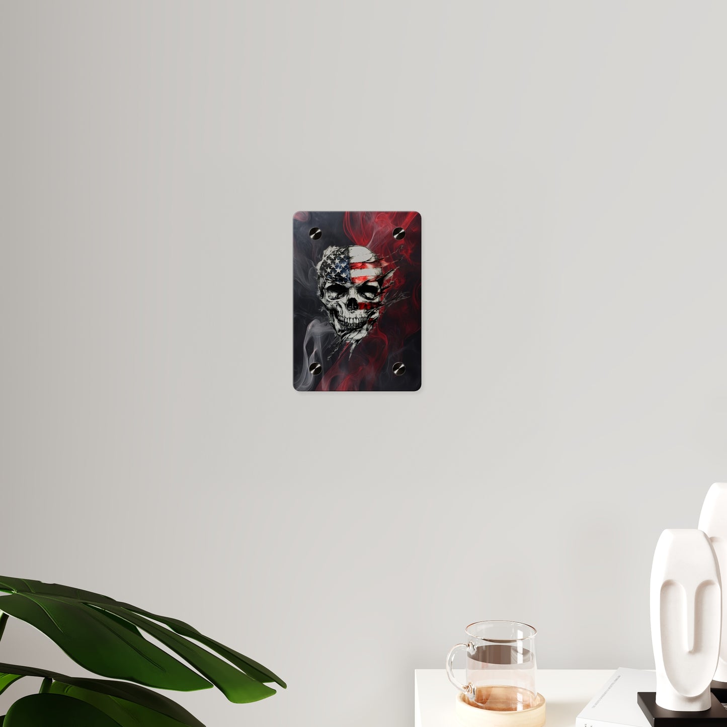 American Skull Acrylic Wall Art Panels - Edgy Decor for Rebels & Patriotic Souls