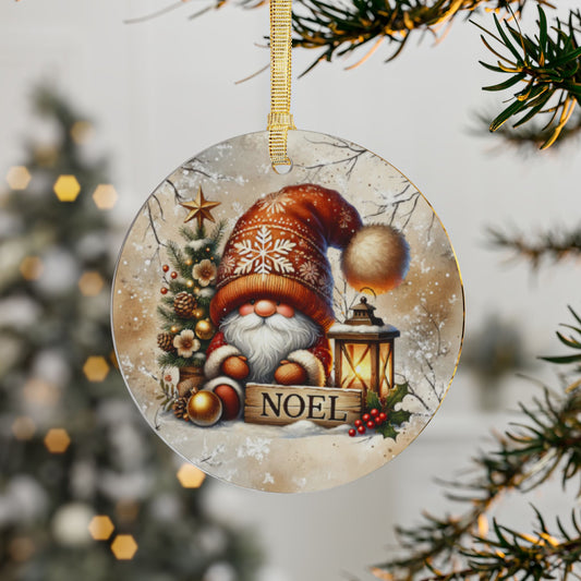 Festive Acrylic Ornaments with "Noel" Christmas Gnome Design Holiday Decor