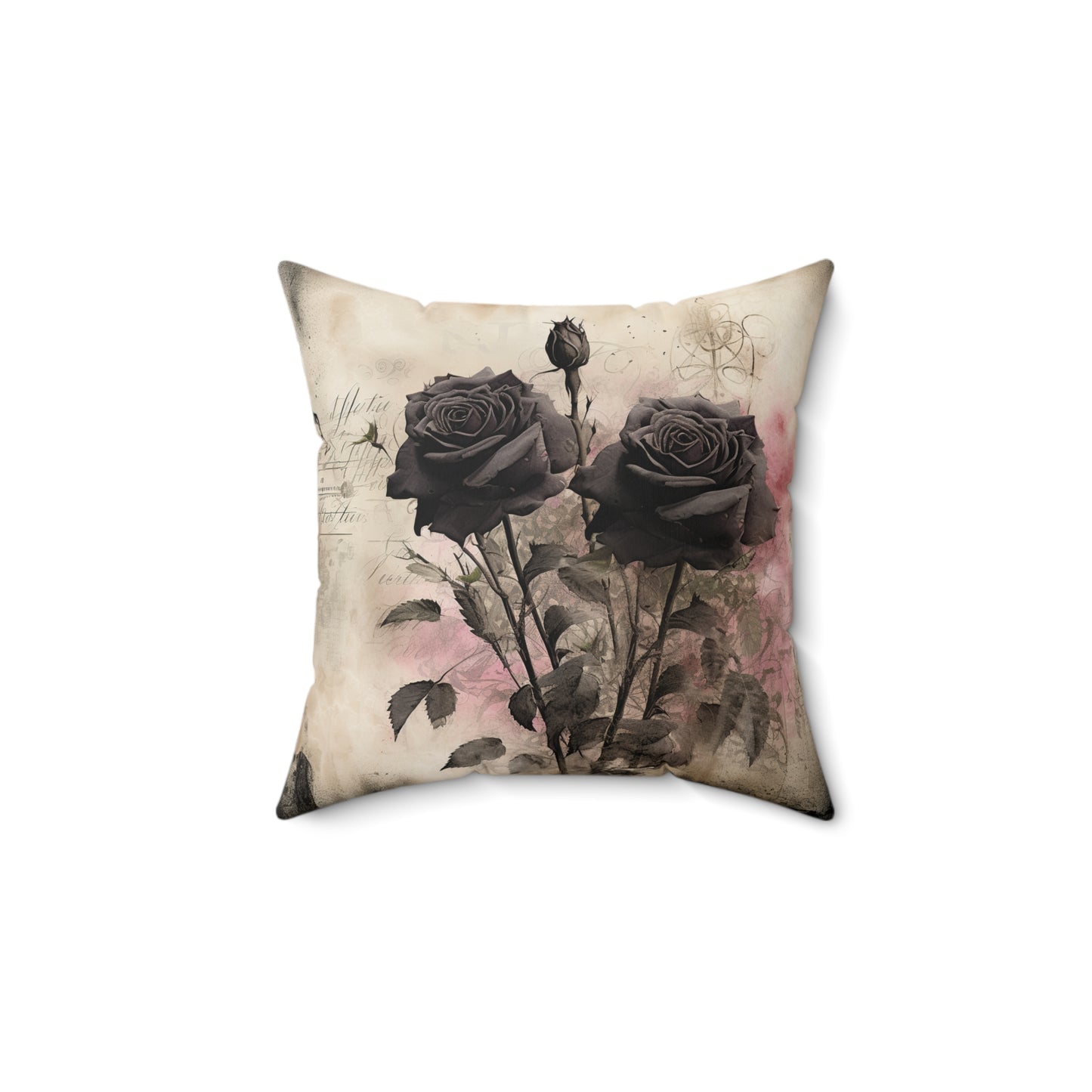 Gothic Theme Black Roses Spun Polyester Square Pillow, Accent For Any Room, Beautiful Room Decor for Any Occasion, Great Gift Idea