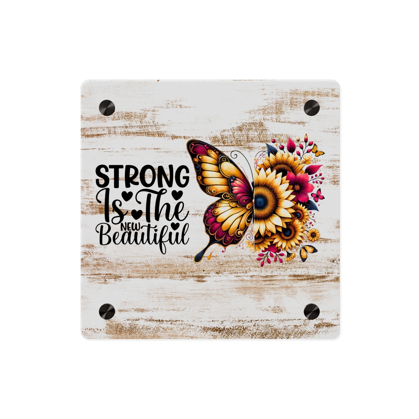 Acrylic Wall Art Panel - Inspirational Quote "Strong is the New Beautiful" Wall Decor