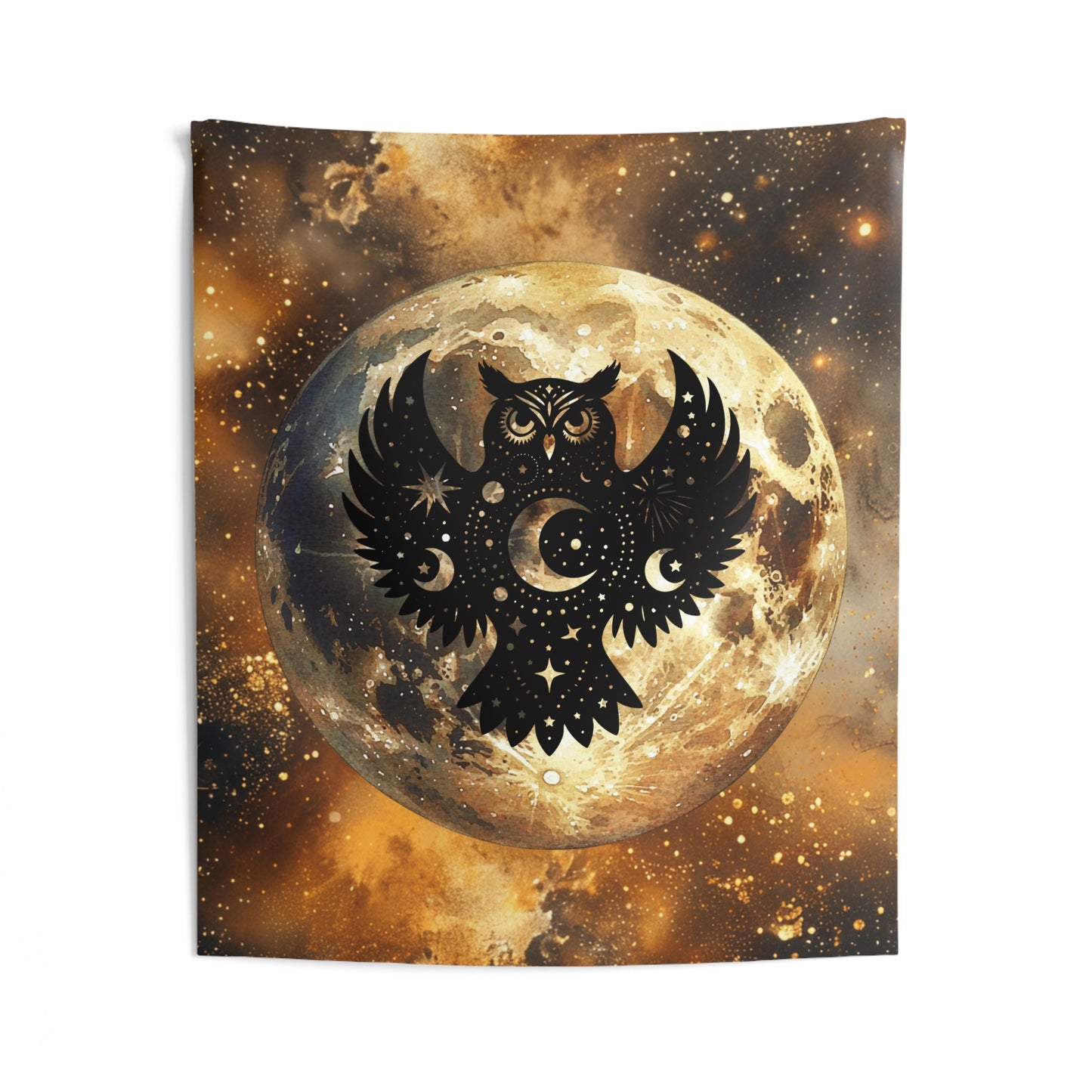 Celestial Owl Wall Tapestry, Cosmic Decor, Bohemian Wall Art, Witchy Home Decor, Mystical Tapestry