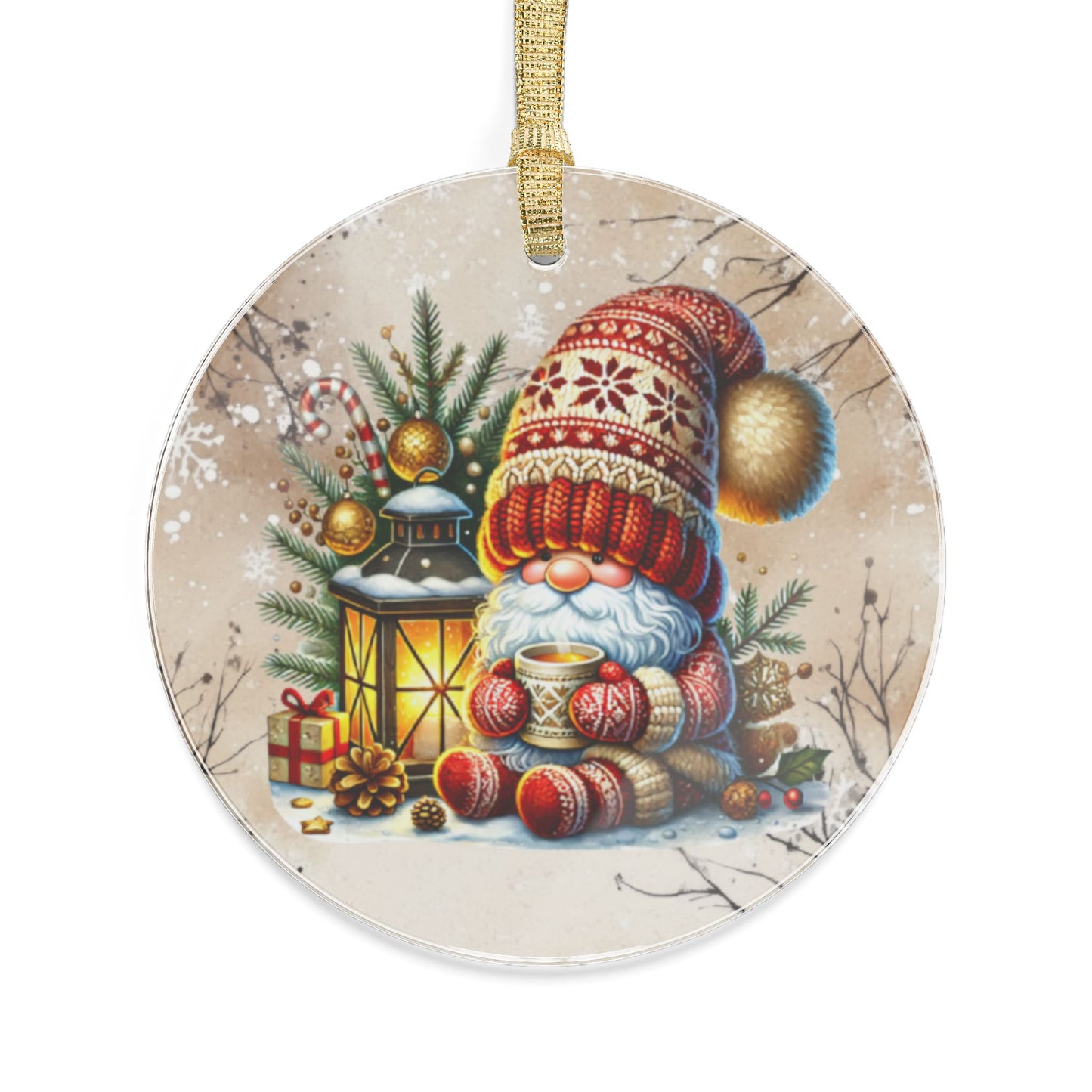 Festive Christmas Acrylic Ornaments - Santa Gnome Design for Holiday Decor