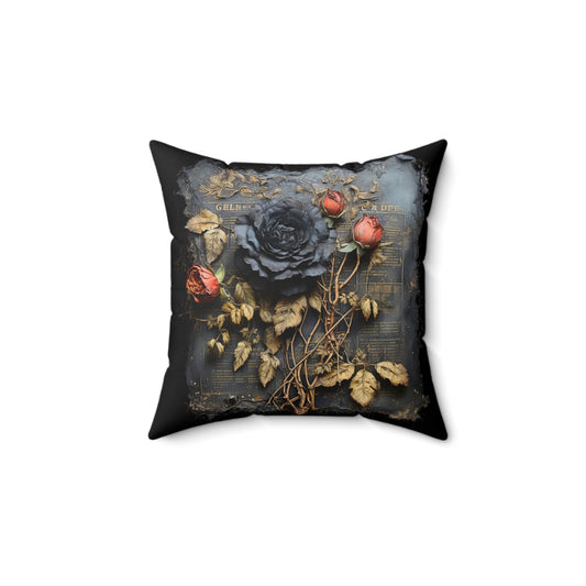 Gothic Floral Square Pillow, Decorative Throw Pillow, Vintage Home Decor, Cozy Cushion, Unique Gift for Home, Halloween Decor