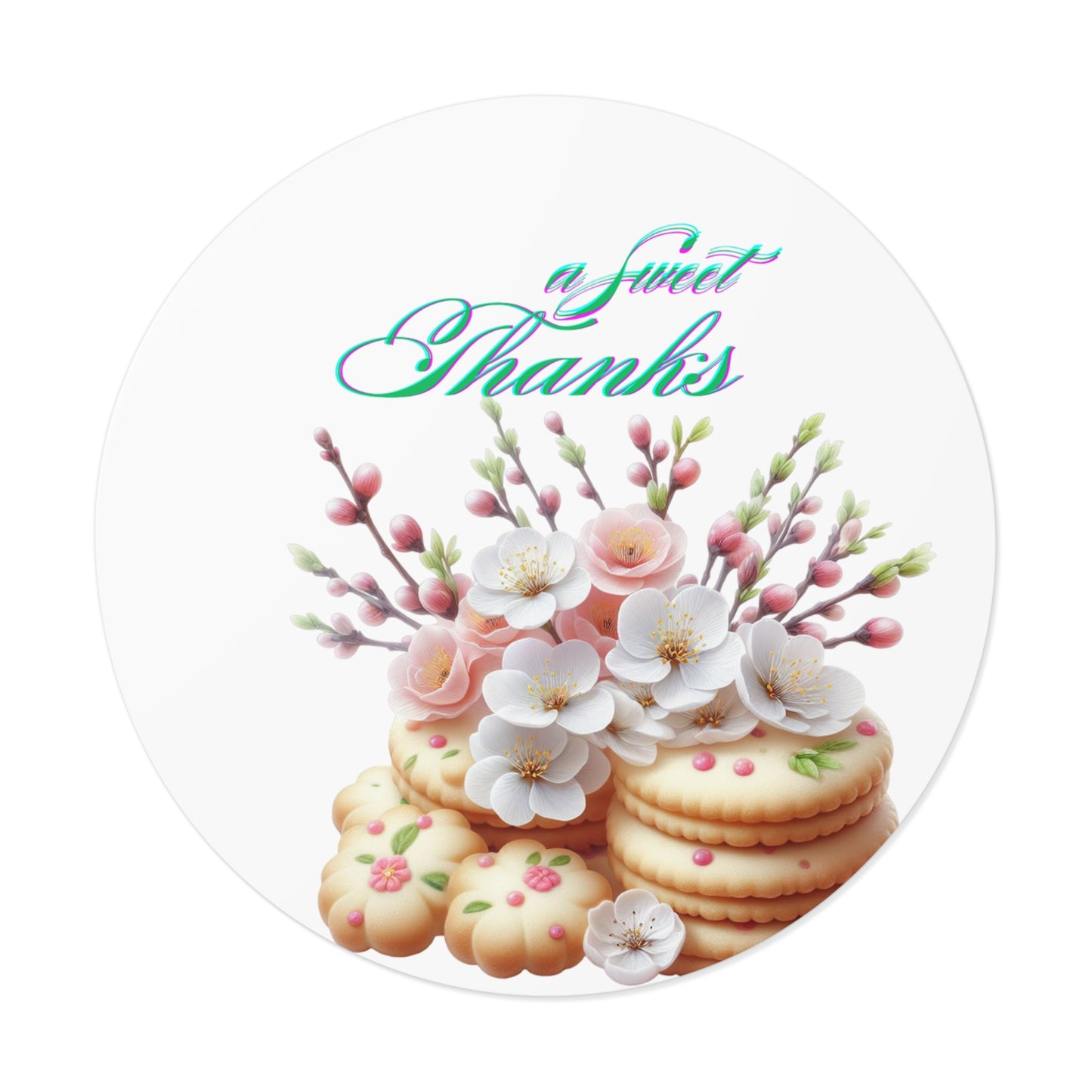 Floral Thank You Custom Vinyl Stickers, Wedding Favors, Party Decor, Personalized Gift, Cute Floral Design, Sweet Treats Decal