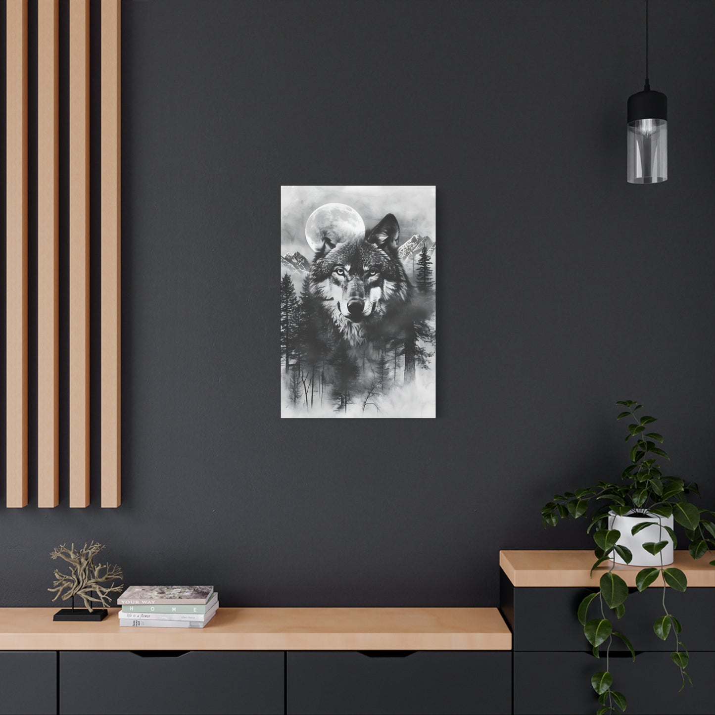 Majestic Wolf Canvas Wall Art - Black and White Wilderness Decor