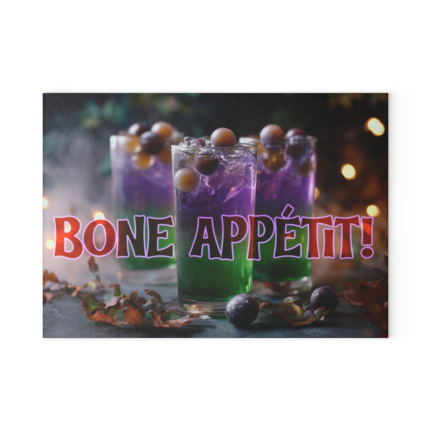 Spooky Bone Appétit Glass Cutting Board