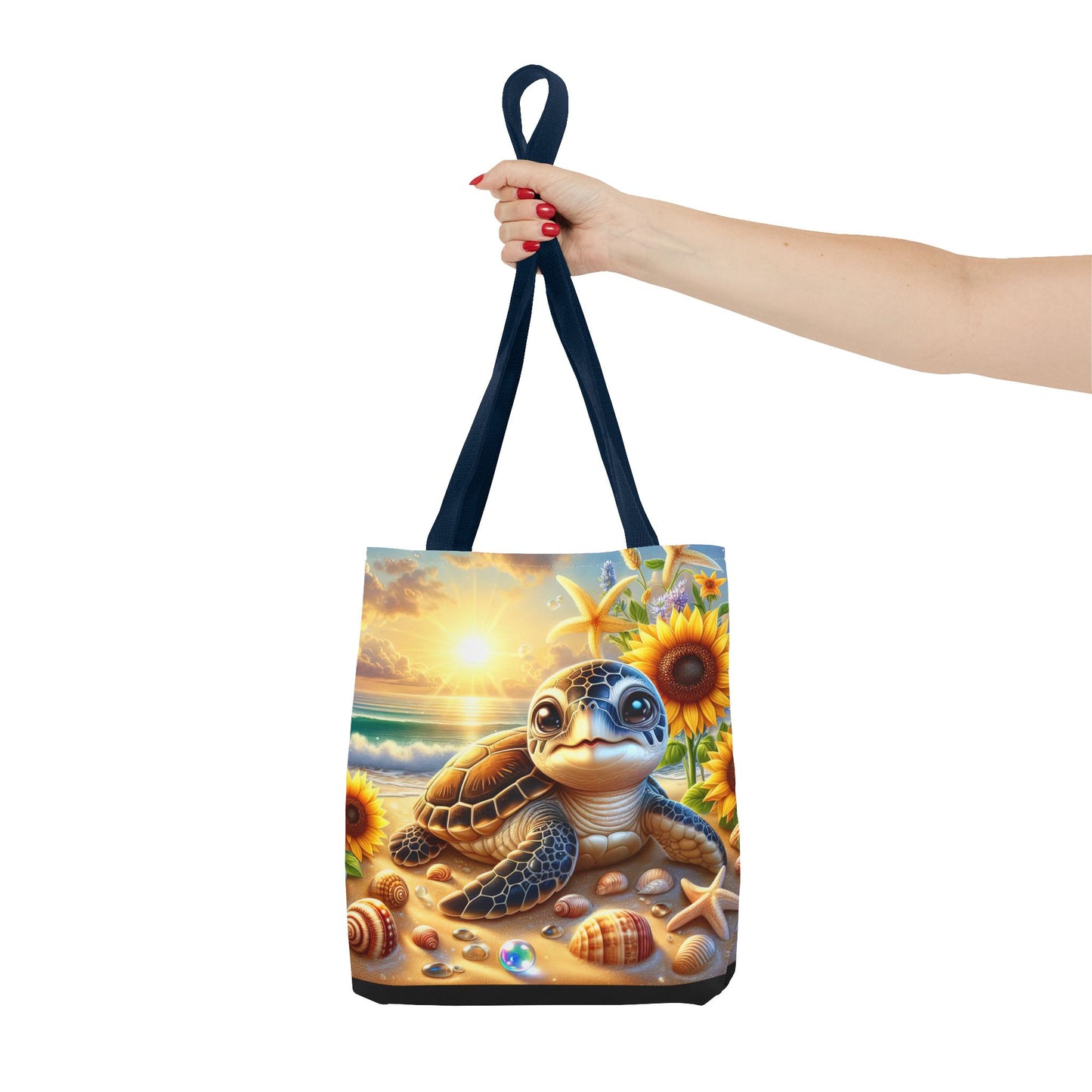 Beachy Turtle Tote Bag | Sea Life AOP Bag | Summer Accessories | Eco-Friendly Vacation Tote | Gift for Ocean Lovers