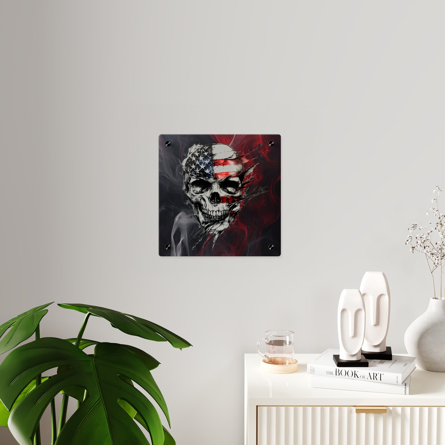American Skull Acrylic Wall Art Panels - Edgy Decor for Rebels & Patriotic Souls