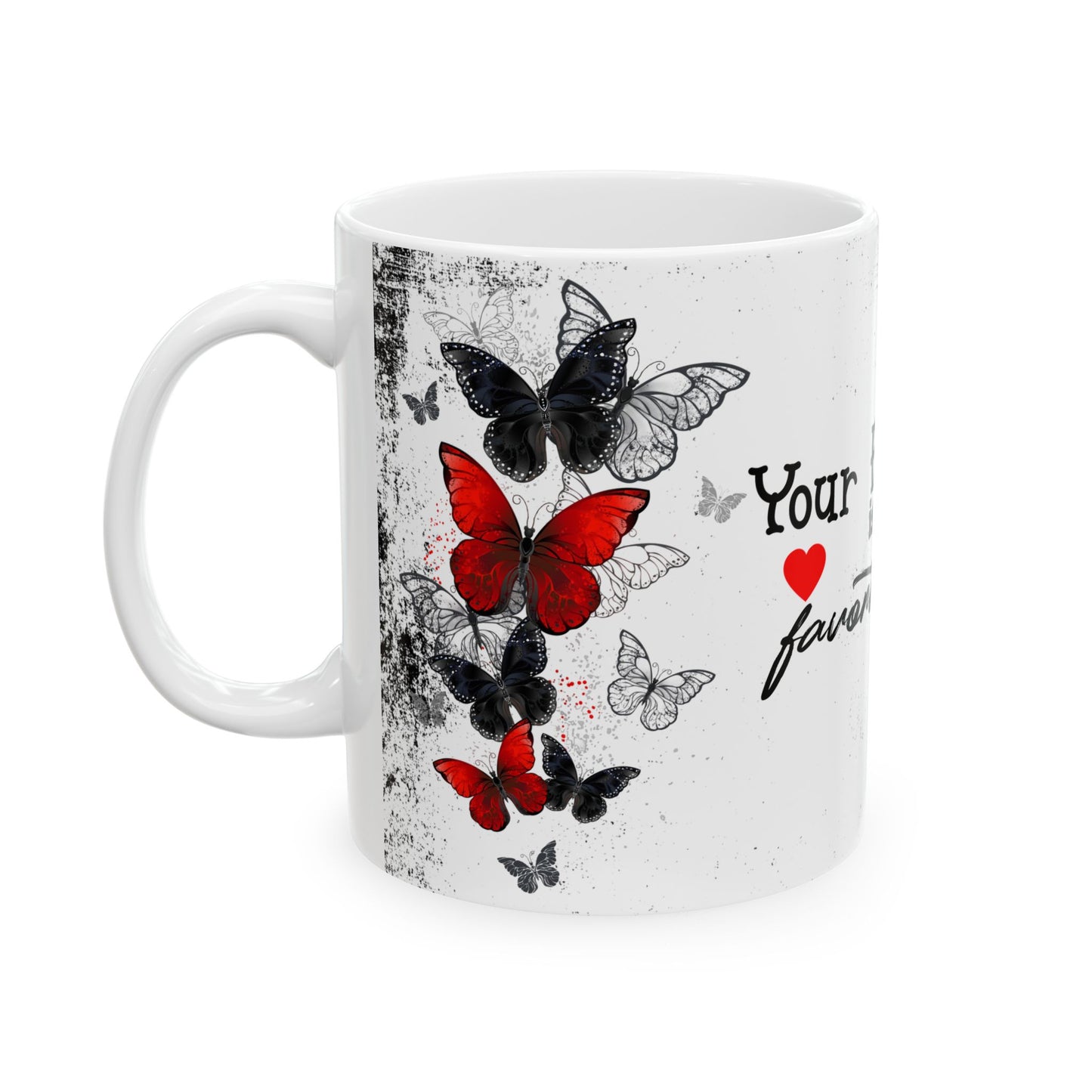 Romantic Heartbeat With Butterflies Ceramic Mug – “Your Heartbeat Is My Favorite Song” Gift