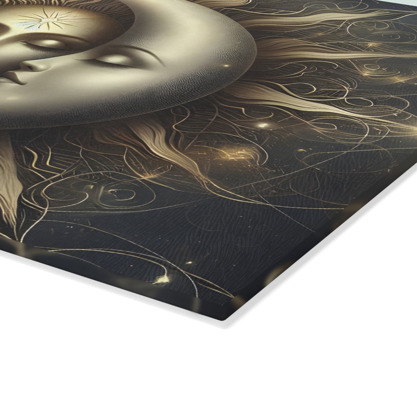 Celestial Sun and Moon Glass Cutting Board
