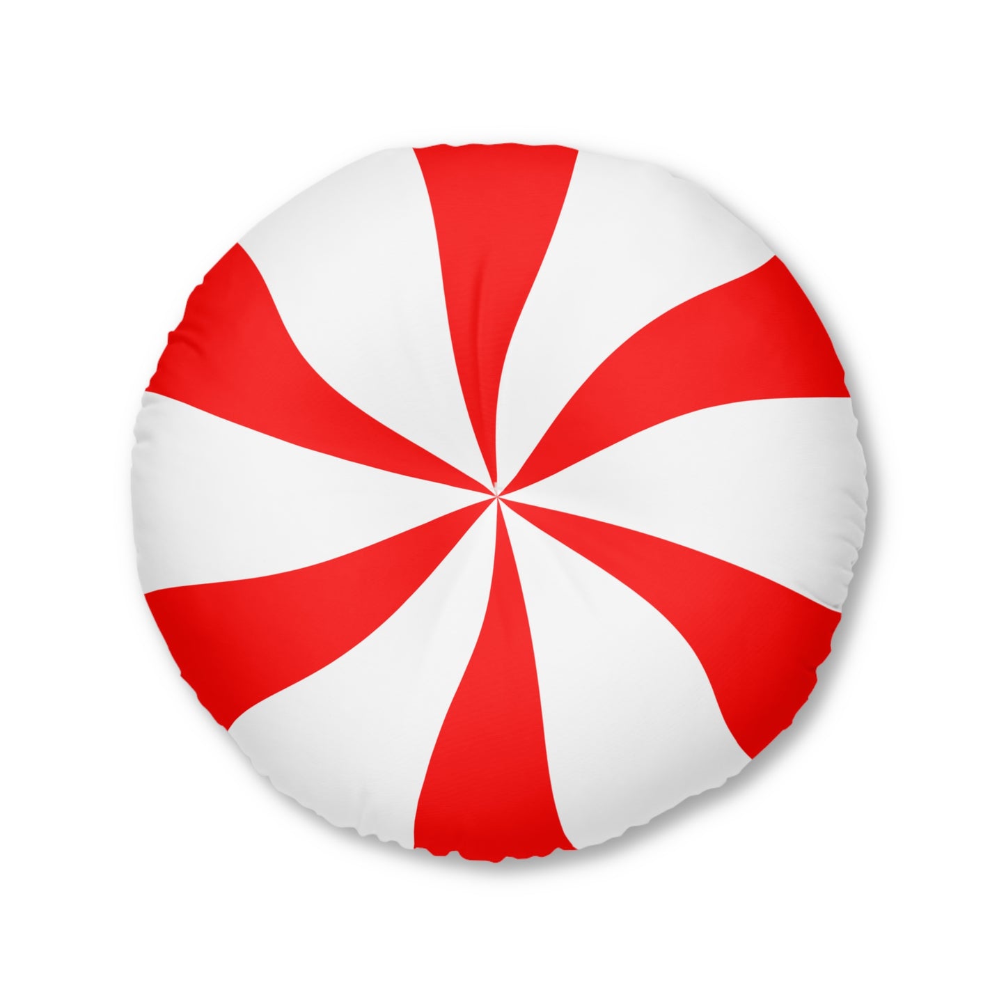 Round Tufted Floor Pillow - Candy Cane Design Holiday Christmas Home Decor