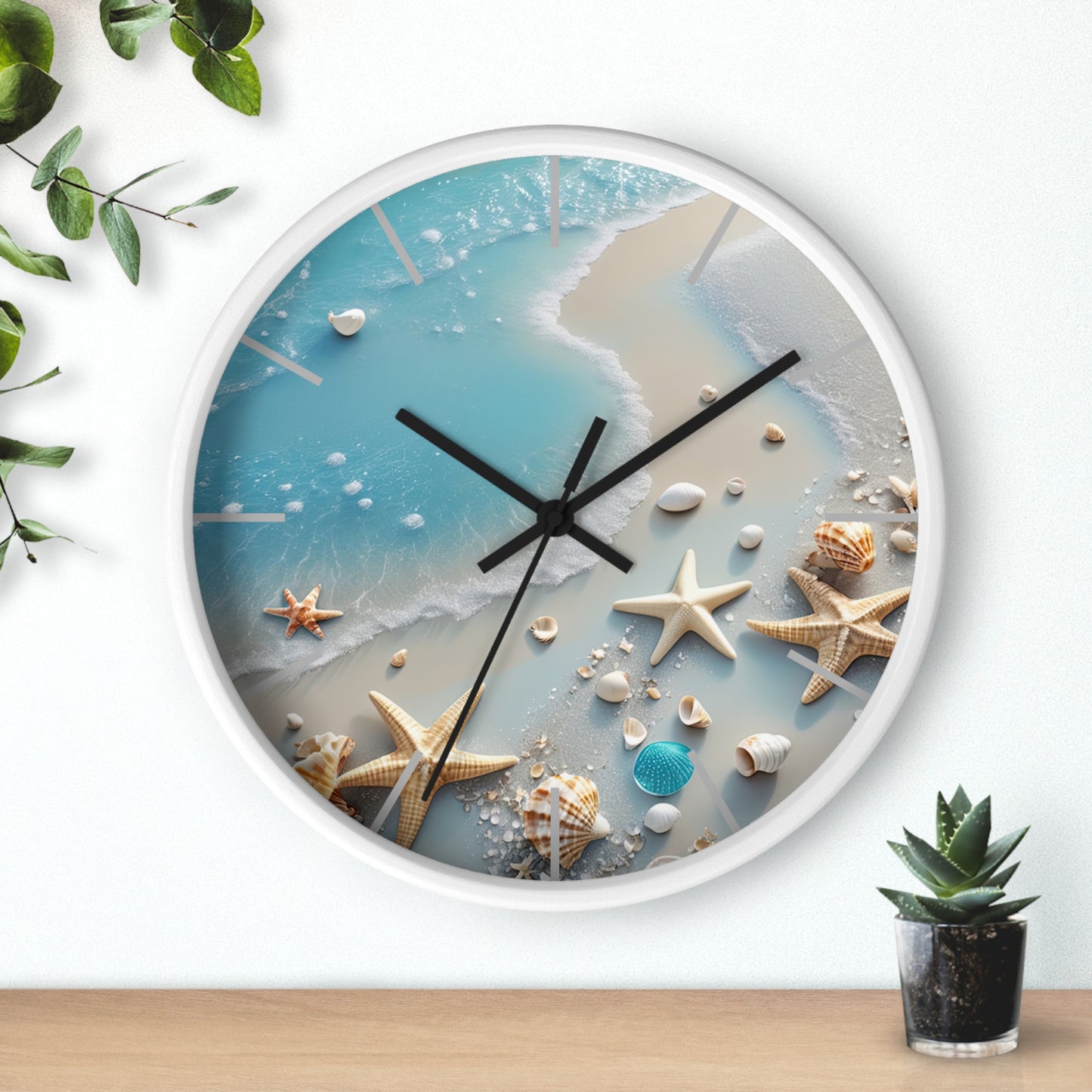 Coastal Serenity Wall Clock - Beach Inspired Home Decor with Seashells