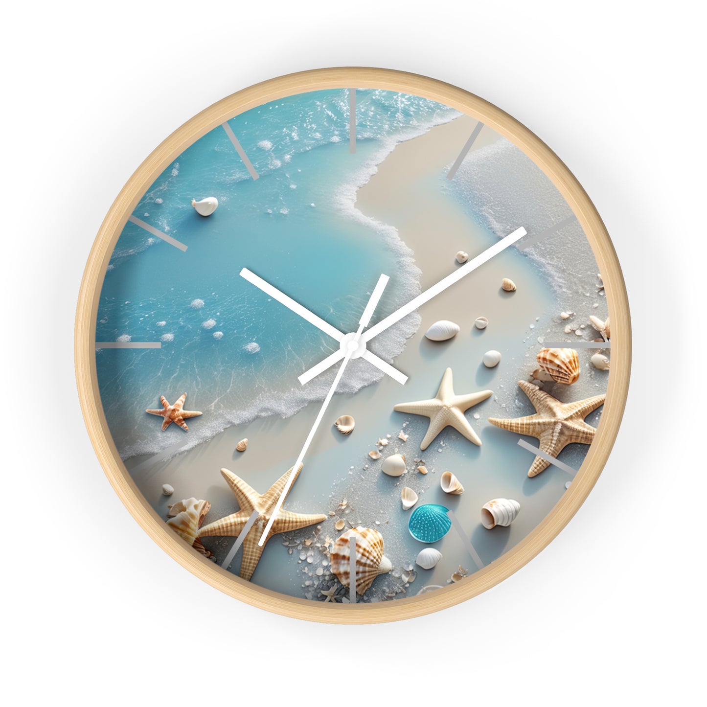 Coastal Serenity Wall Clock - Beach Inspired Home Decor with Seashells