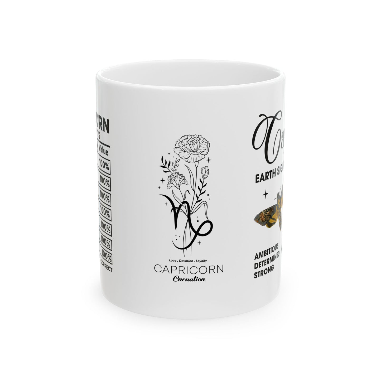 Capricorn Zodiac Floral Ceramic Mug - Horoscope Gift for Astrology Lovers