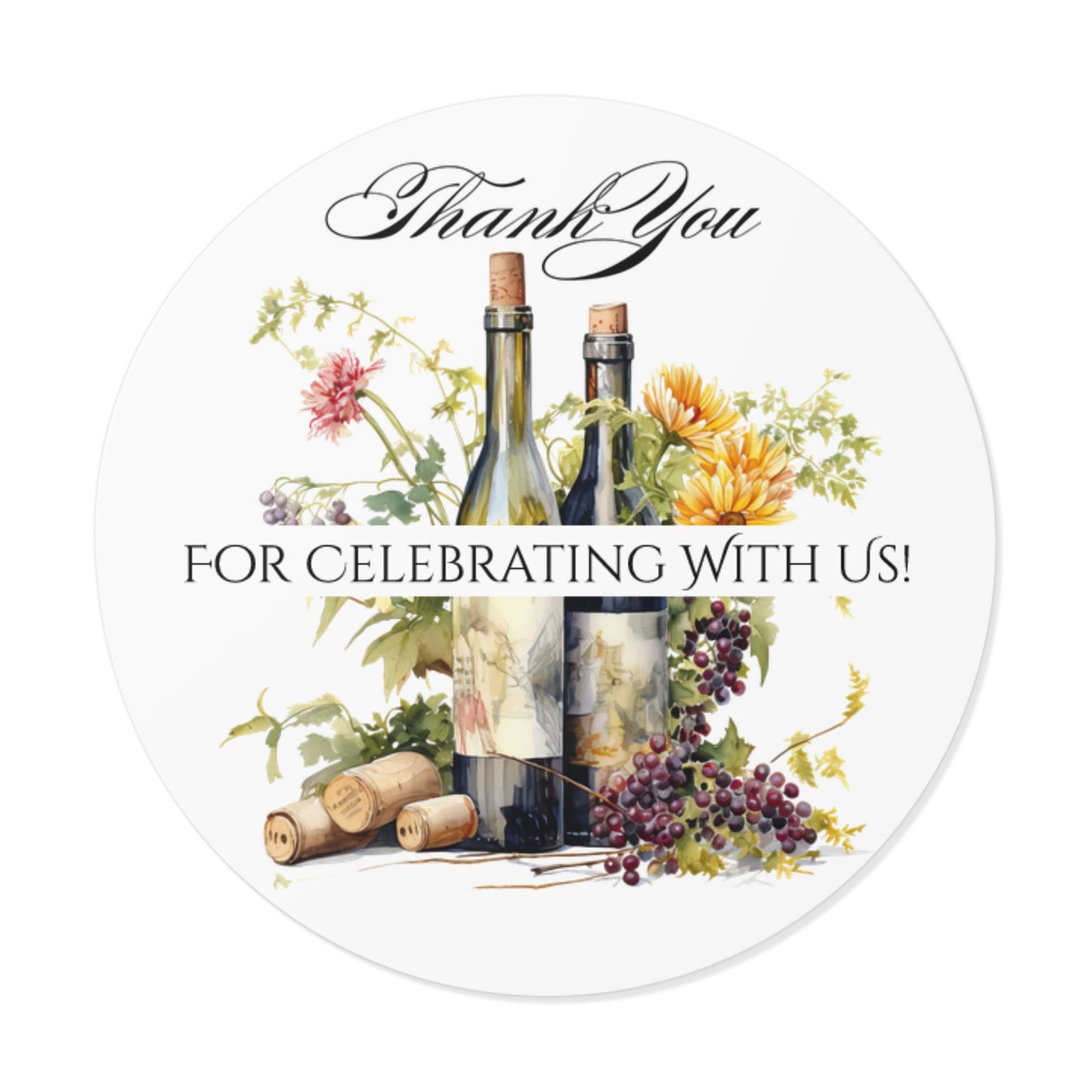 Custom Thank You Vinyl Stickers for Weddings, Party Favors, Engagements, Floral Design, Personalized Name Labels, Celebration Decal