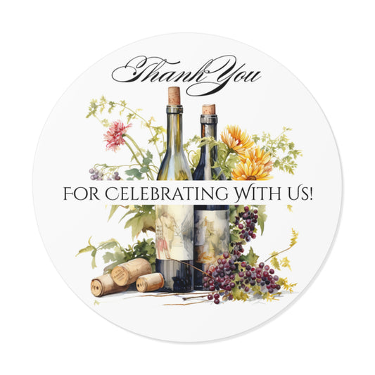 Custom Thank You Vinyl Stickers for Weddings, Party Favors, Engagements, Floral Design, Personalized Name Labels, Celebration Decal
