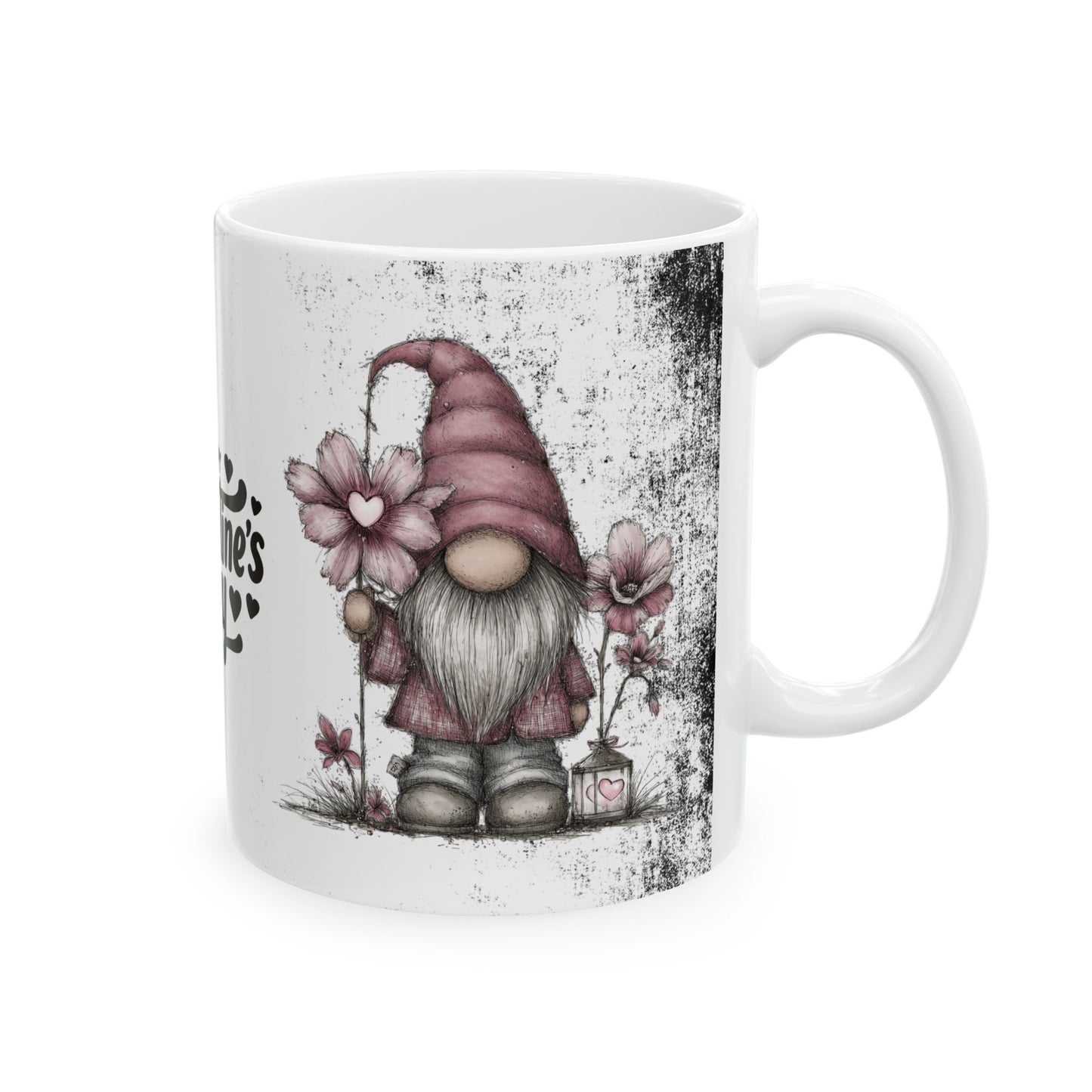 Ceramic Gnome Floral Mug "Happy Valentine's Day" — Happy Valentine’s Day 11oz/15oz