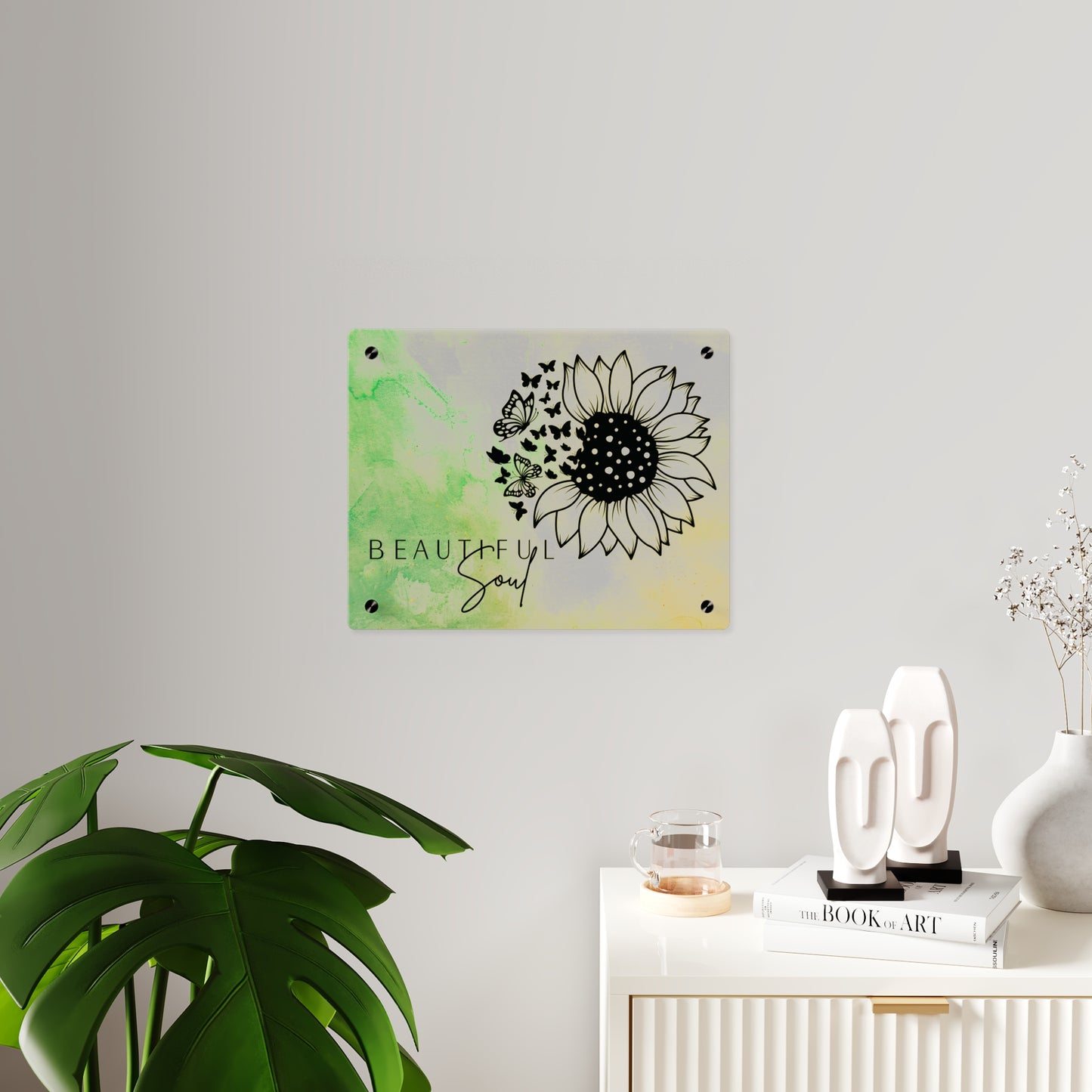 Beautiful Soul Acrylic Wall Art Panel with Sunflower Design