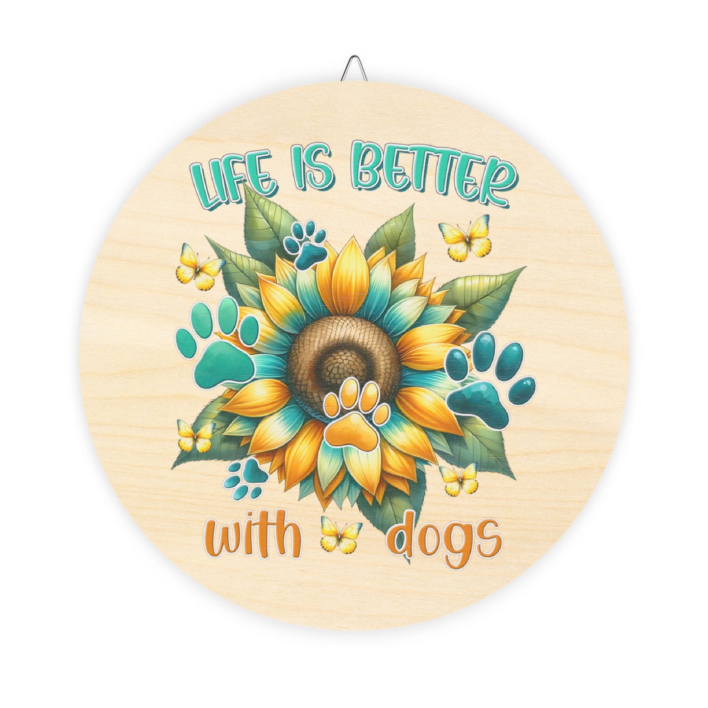 Rustic Charm Wood Signs - Dog Lovers Sunflower Home Office Decor Gift