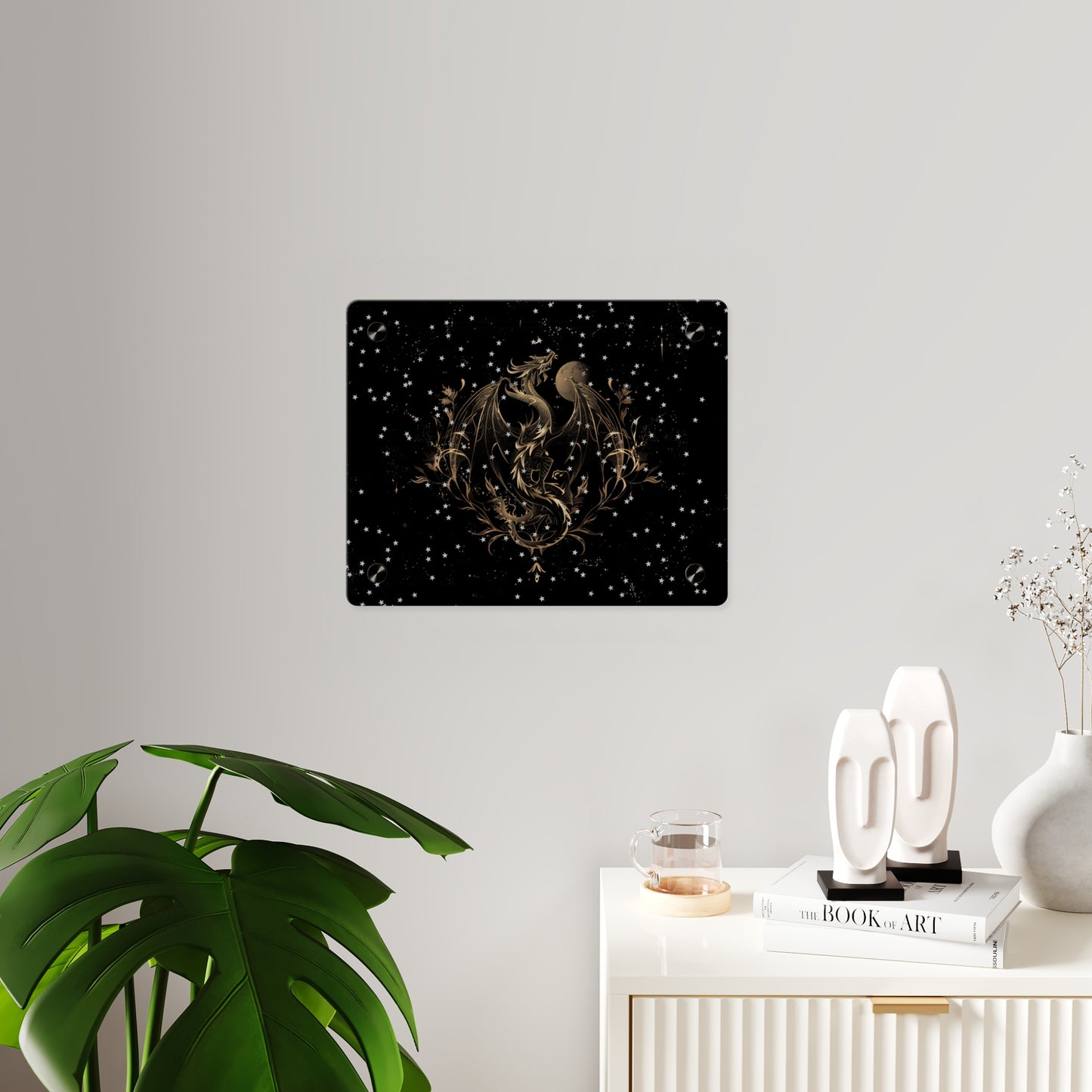 Sleek Dragon Acrylic Wall Art Panel - Celestial Decor for Fantasy Lovers